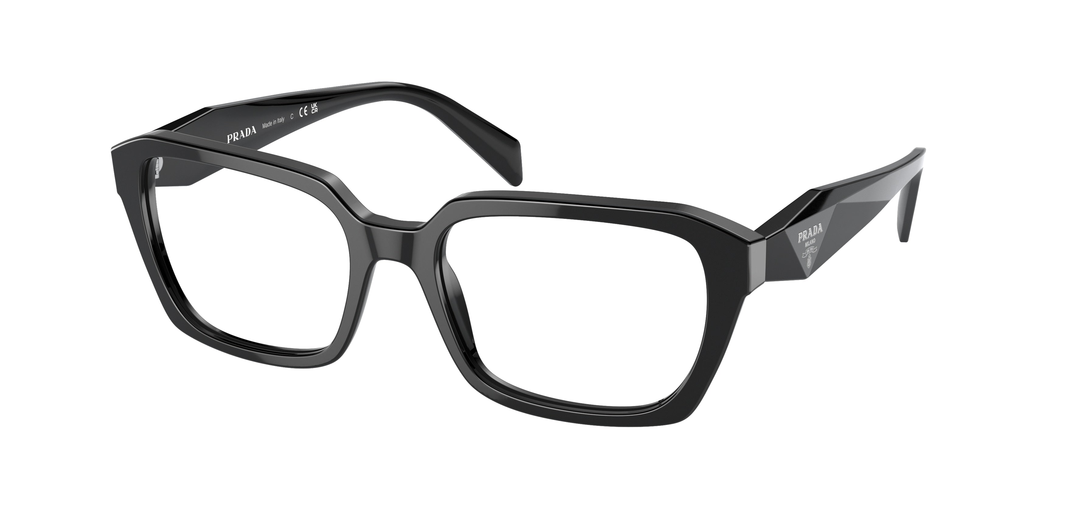 Prada PR14ZVF Irregular Eyeglasses  1AB1O1-Black 55-145-17 - Color Map Black