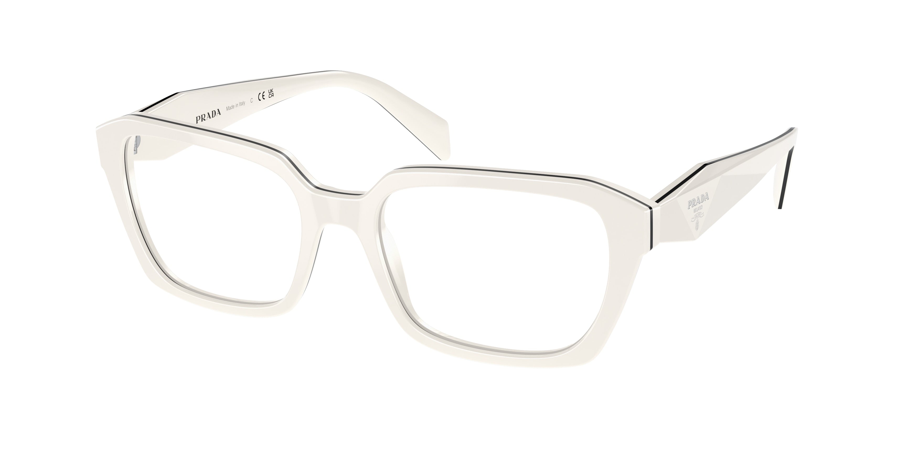 Prada PR14ZV Irregular Eyeglasses  12J1O1-White 54-145-18 - Color Map White