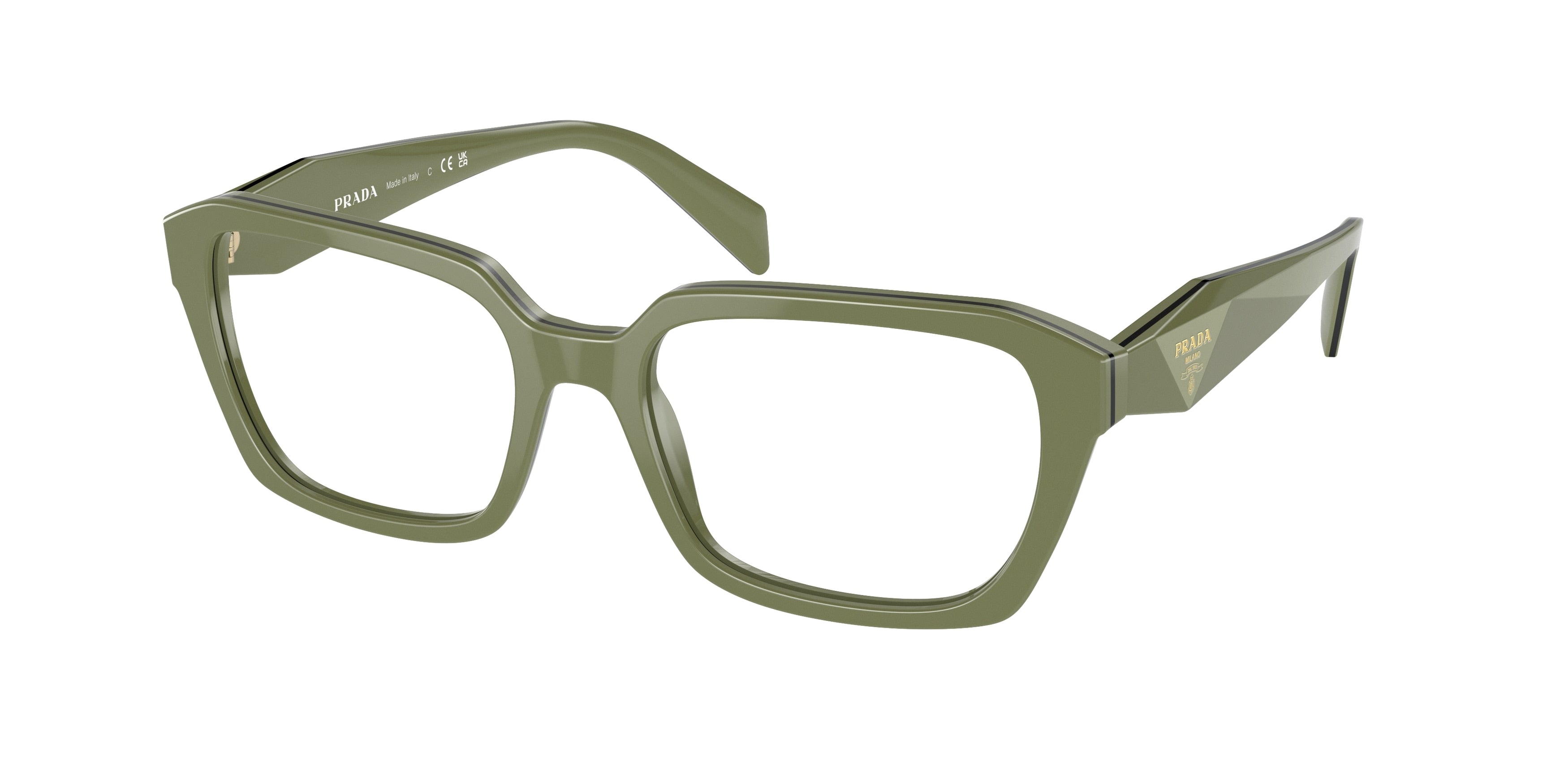 Prada PR14ZV Irregular Eyeglasses  13J1O1-Clear Green 54-145-18 - Color Map Green