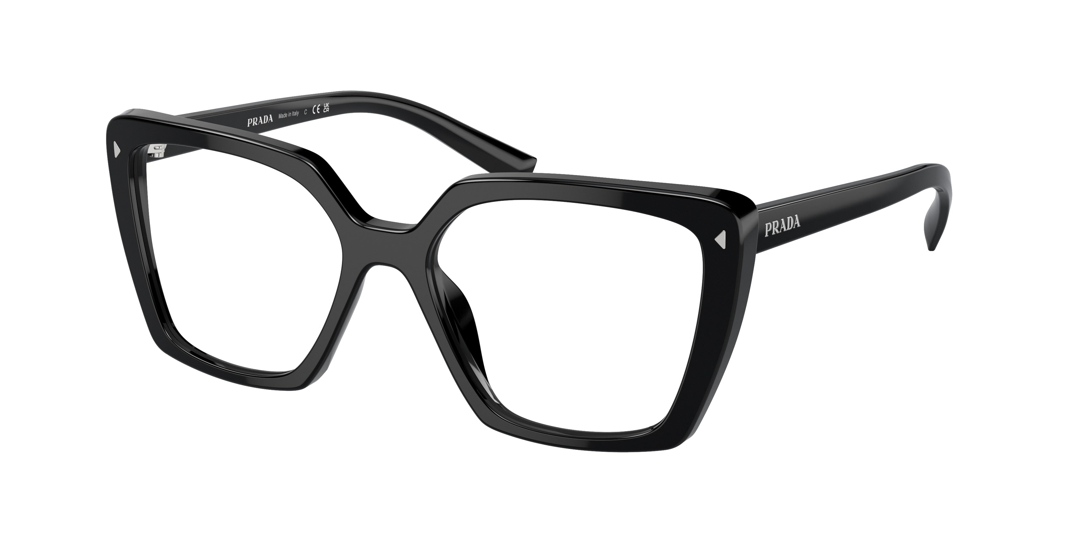 Prada PR16ZVF Square Eyeglasses  1AB1O1-Black 55-145-16 - Color Map Black