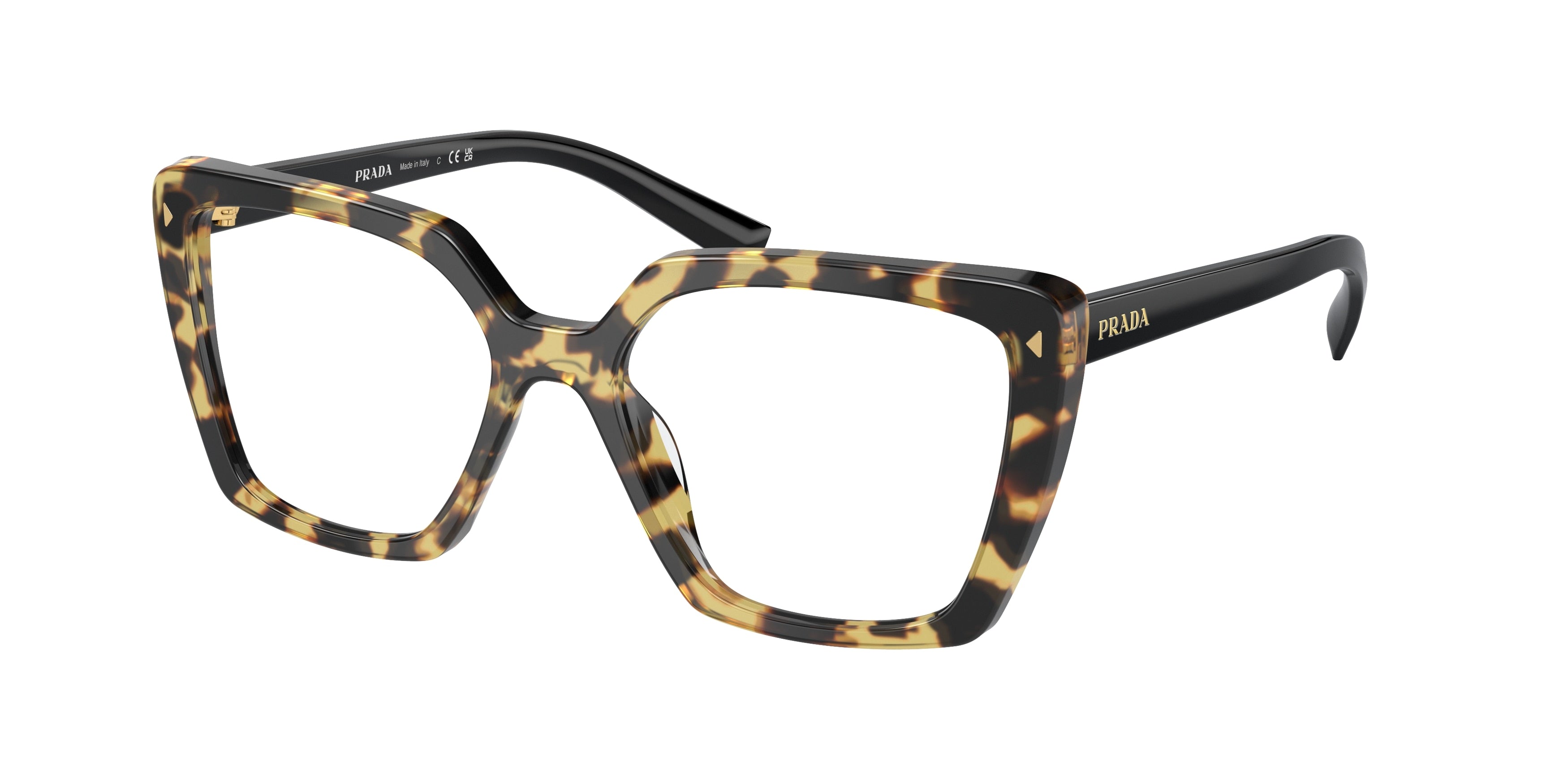 Prada PR16ZVF Square Eyeglasses  7S01O1-Black 55-145-16 - Color Map Black