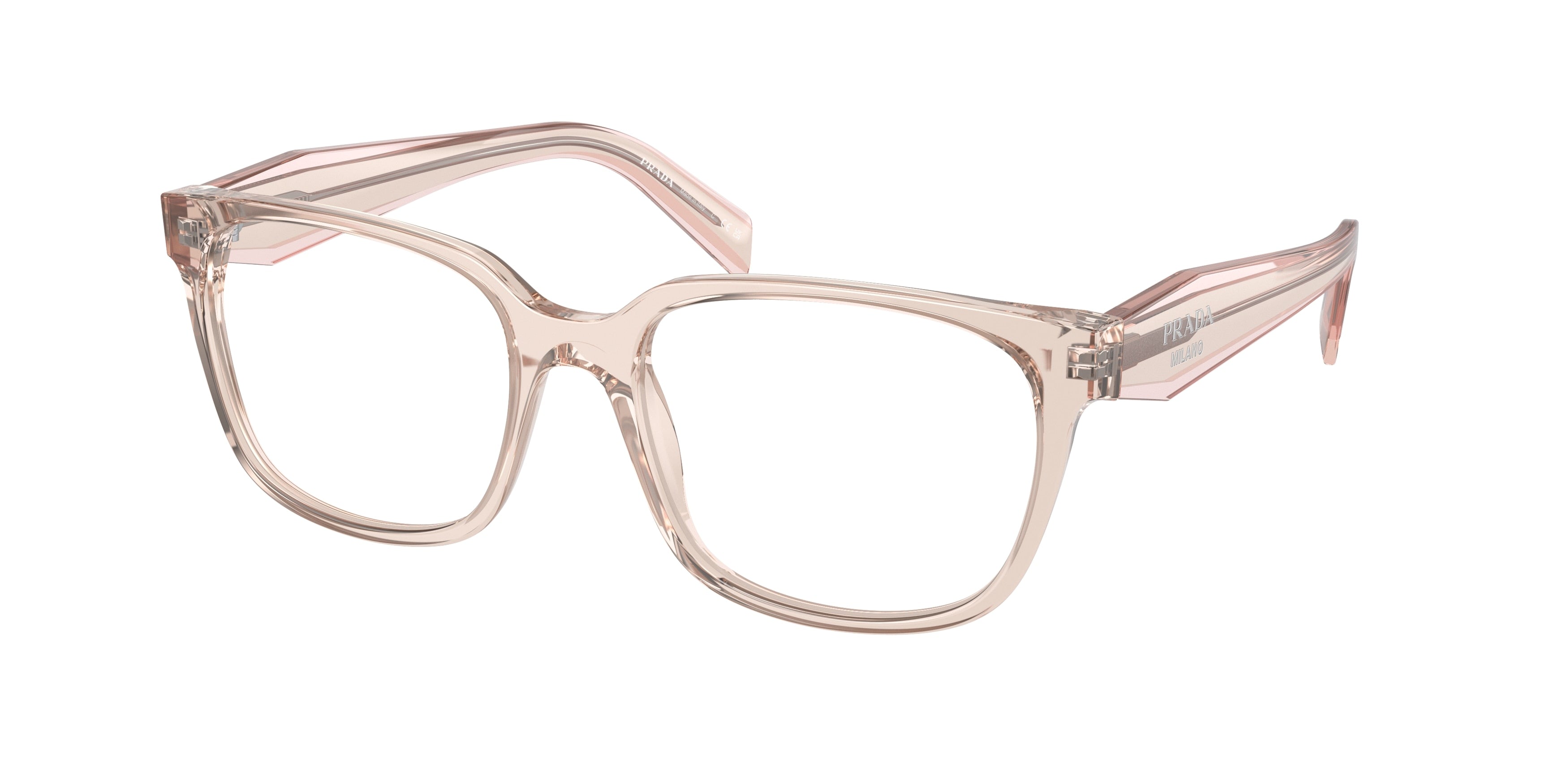 Prada PR17ZV Rectangle Eyeglasses  15J1O1-Crystal Pink 54-140-18 - Color Map Pink