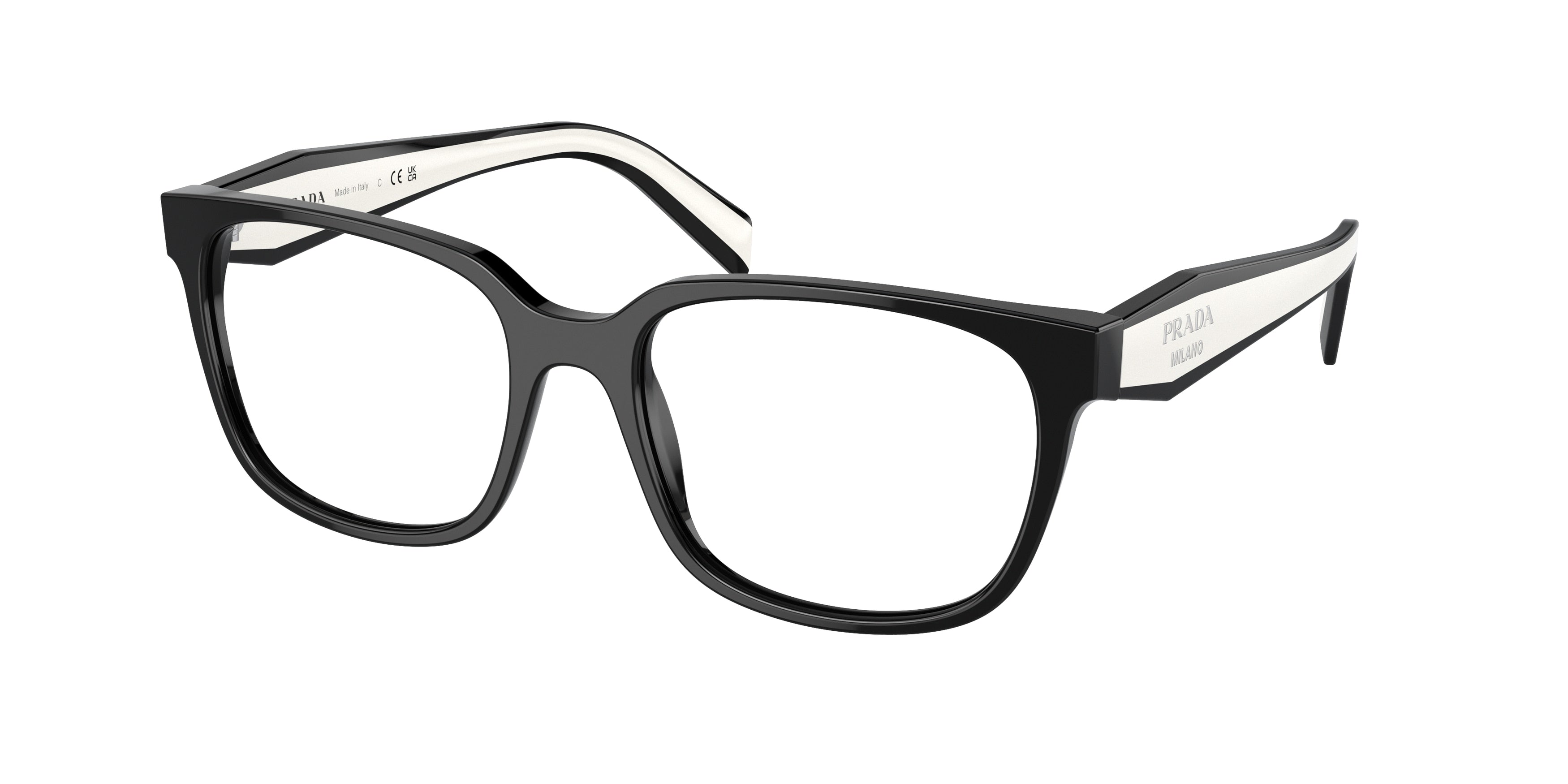 Prada PR17ZV Rectangle Eyeglasses  1AB1O1-Black 54-140-18 - Color Map Black