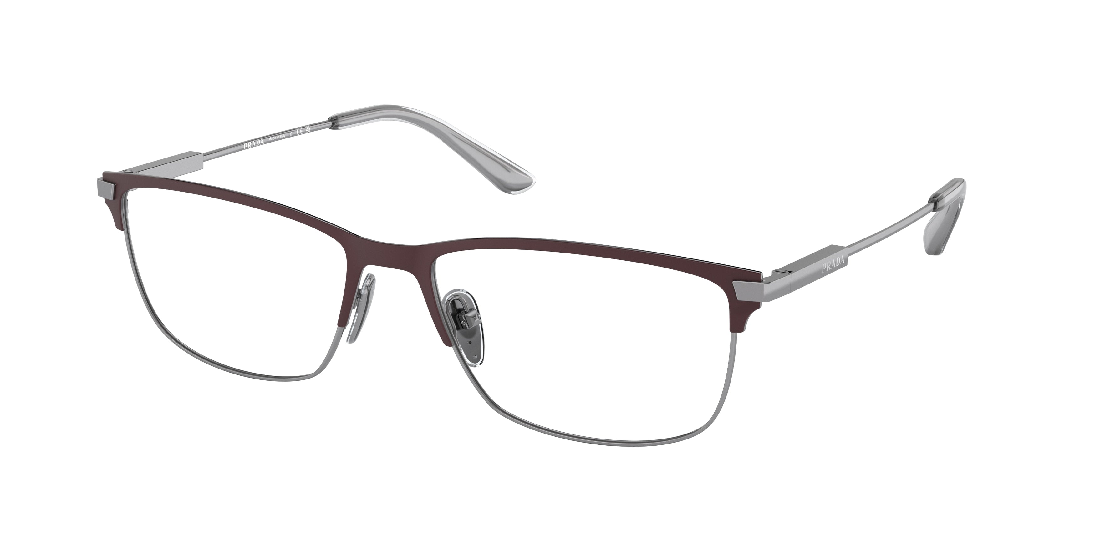 Prada PR55ZV Rectangle Eyeglasses  12G1O1-Matte Etruscan/Gunmetal 57-145-17 - Color Map Orange