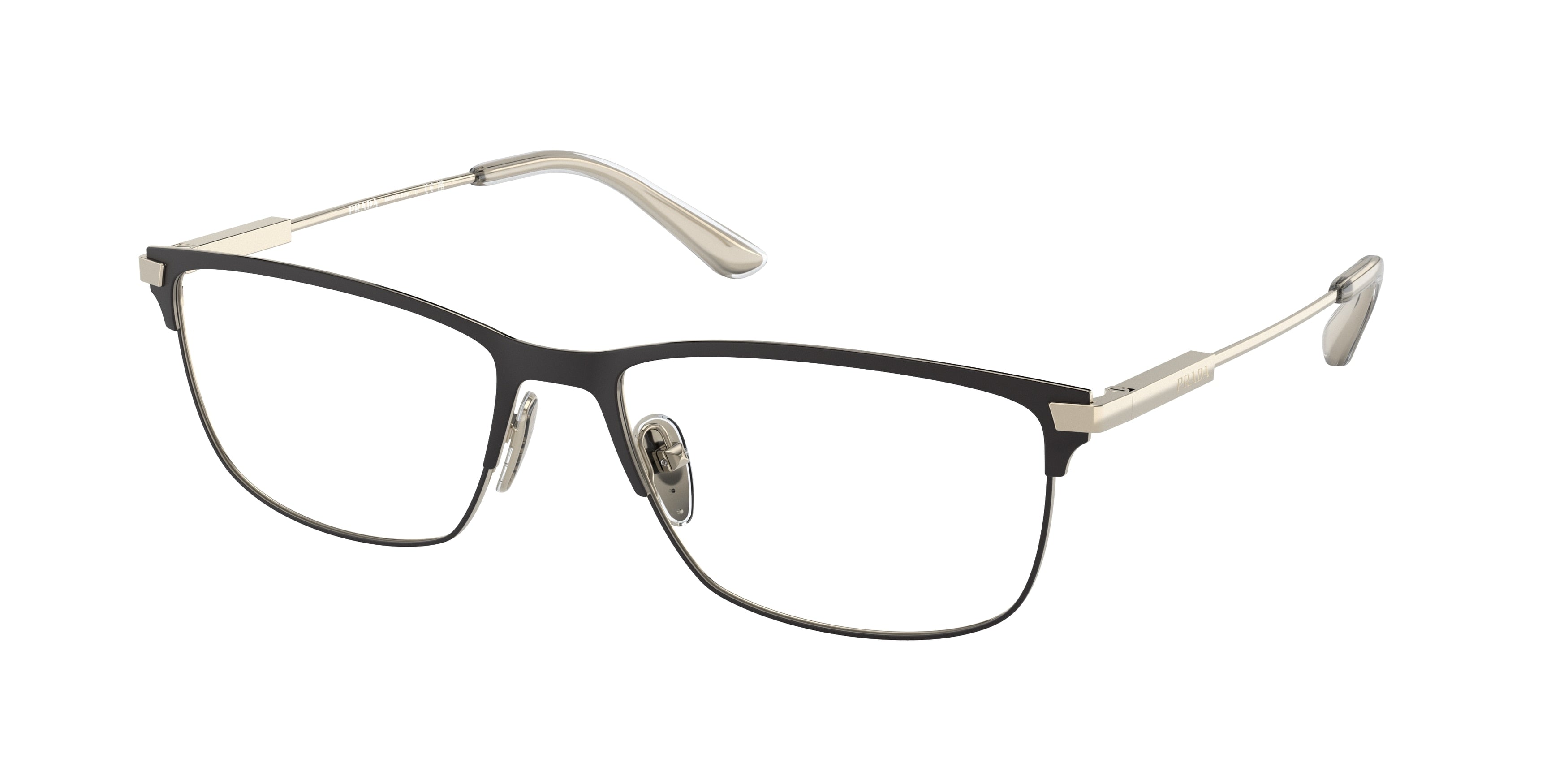 Prada PR55ZV Rectangle Eyeglasses  1BO1O1-Matte Black 57-145-17 - Color Map Black