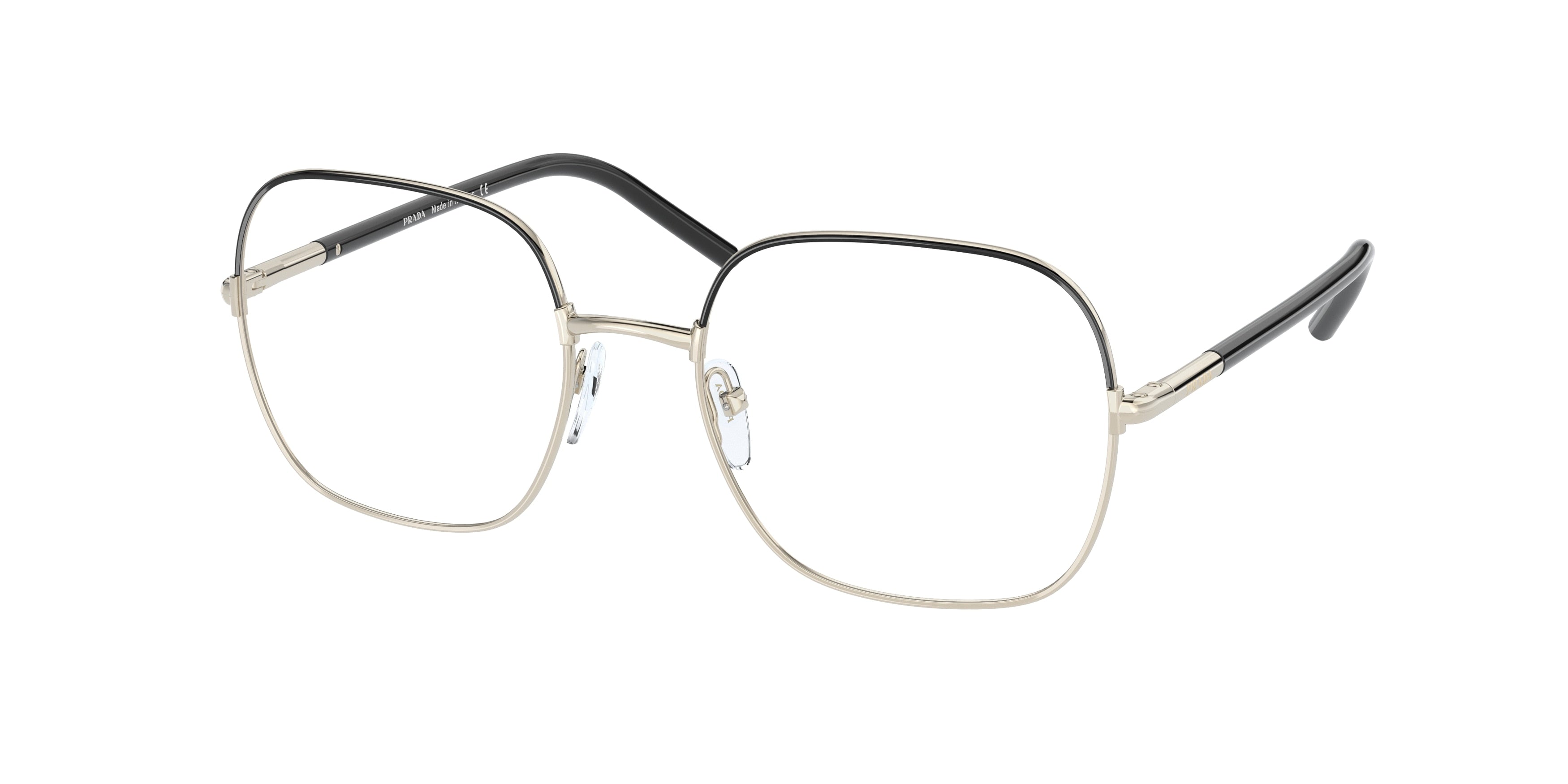 Prada PR56WV Rectangle Eyeglasses  AAV1O1-Black/Pale Gold 53-140-19 - Color Map Black