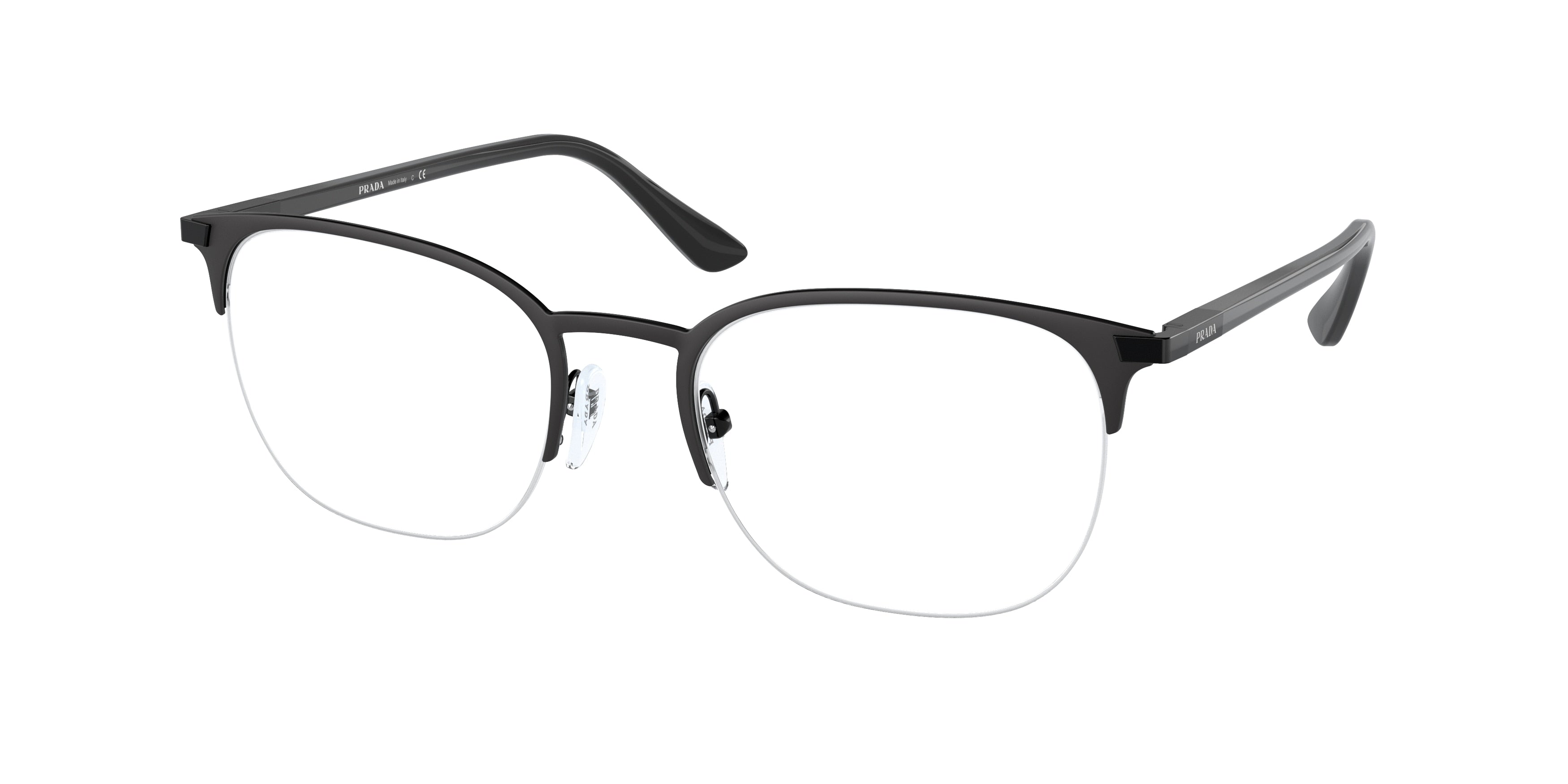 Prada PR57YV Oval Eyeglasses  07F1O1-Black 54-145-20 - Color Map Black