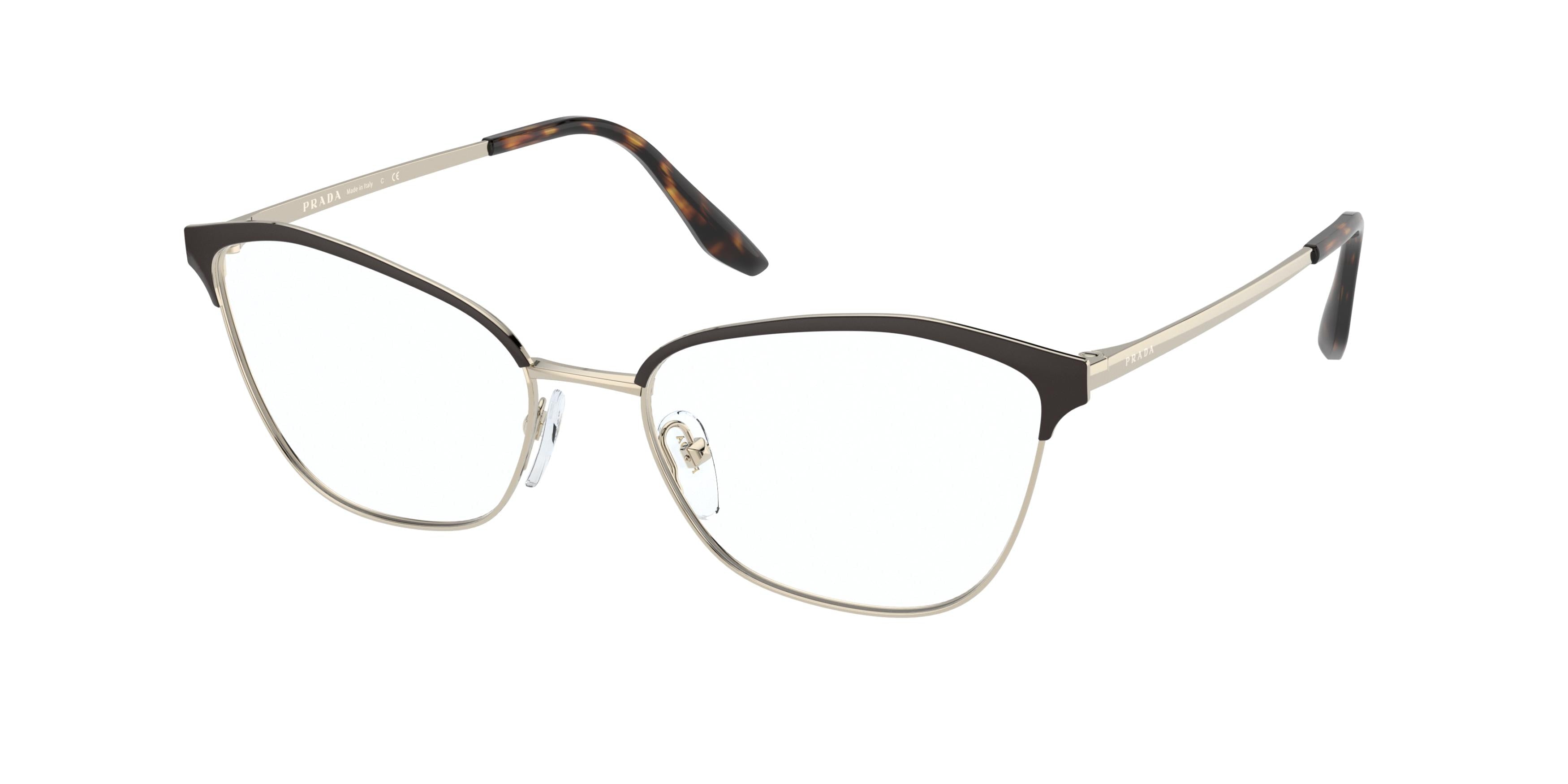 Prada PR62XV Cat Eye Eyeglasses  KOF1O1-Brown/Pale Gold 54-145-17 - Color Map Brown