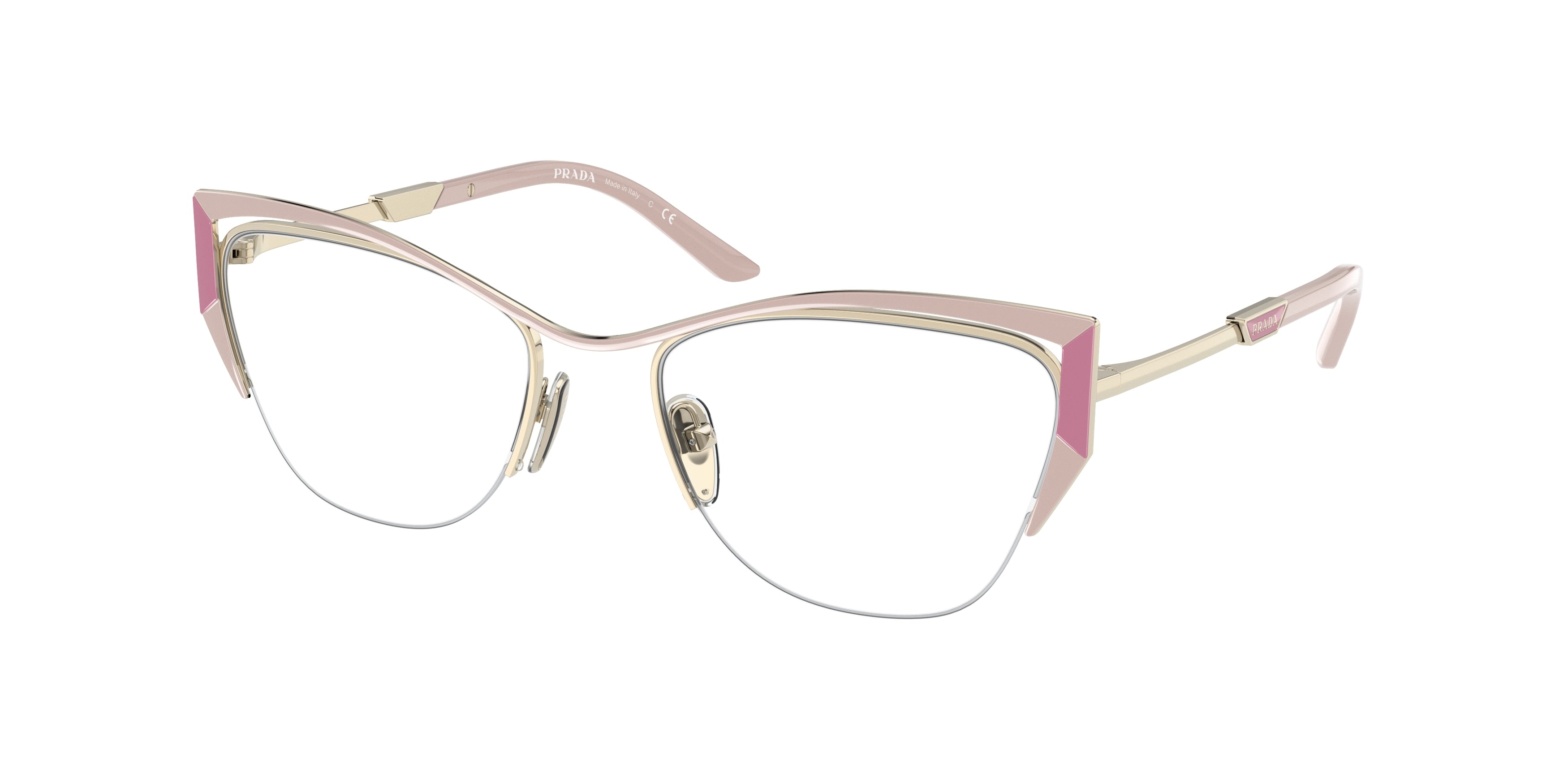 Prada PR63YV Butterfly Eyeglasses  14A1O1-Alabaster/Begonia/Pale Gold 54-135-19 - Color Map White