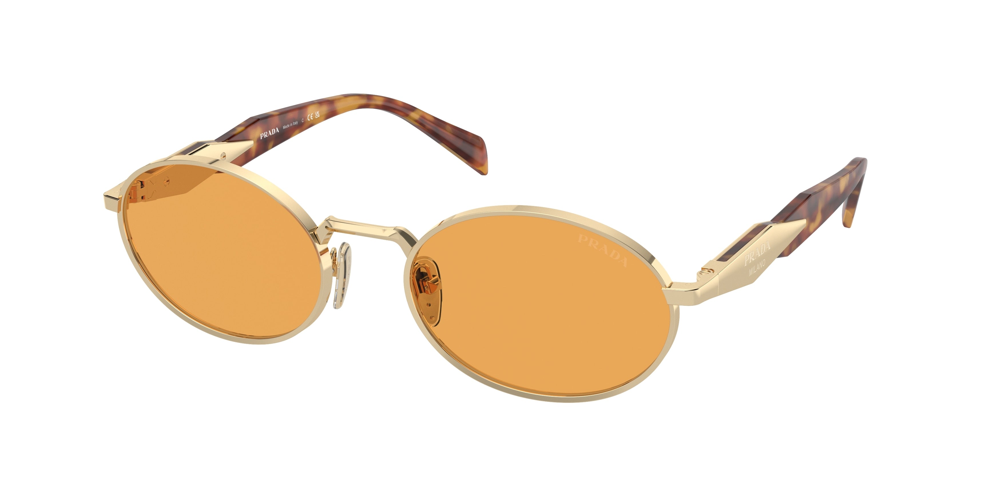 Prada PR65ZS Oval Sunglasses  ZVN02Z-Pale Gold 55-140-20 - Color Map Gold