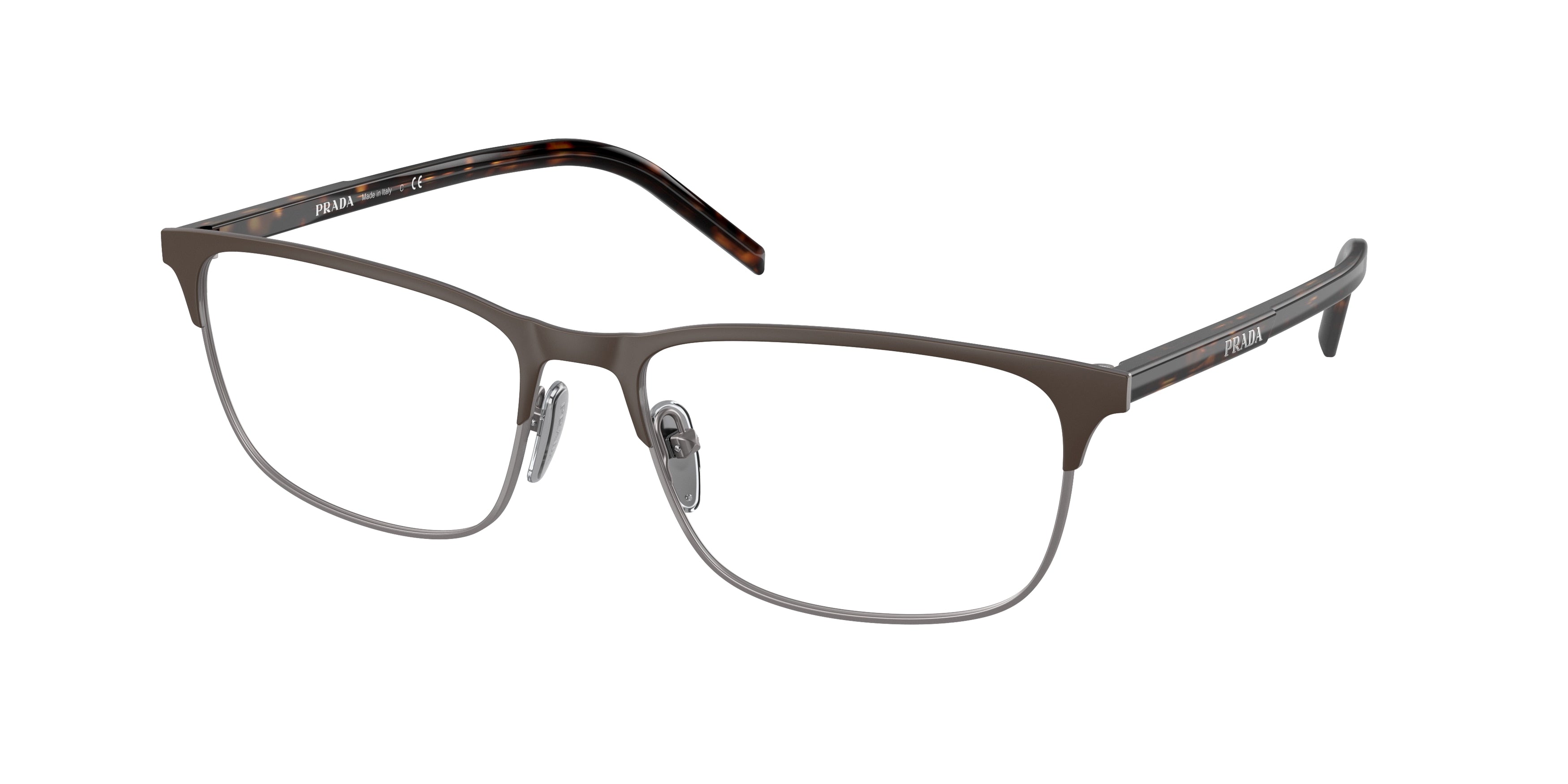 Prada PR66YV Pillow Eyeglasses  02Q1O1-Matte Burnished/Matte Gunmetal 57-145-17 - Color Map Brown