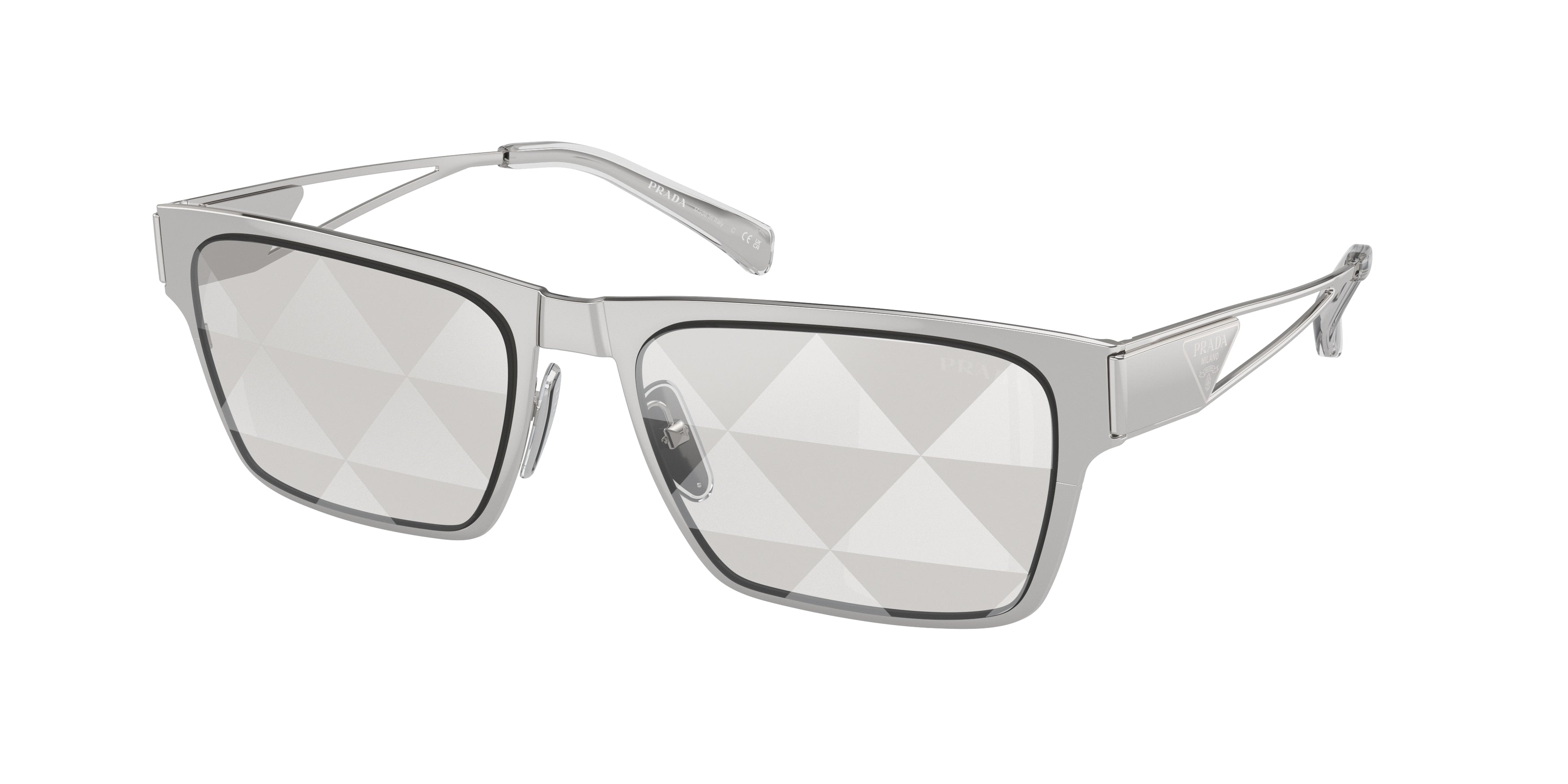 Prada PR71ZS Pillow Sunglasses  1BC08V-Silver 56-145-18 - Color Map Silver