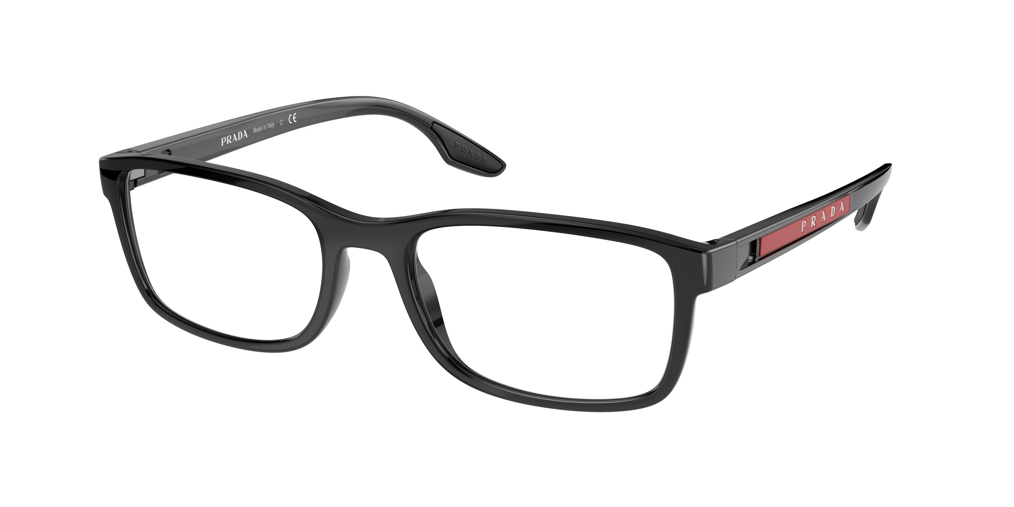 Prada Linea Rossa PS09OV Pillow Eyeglasses  1AB1O1-Black 55-145-19 - Color Map Black