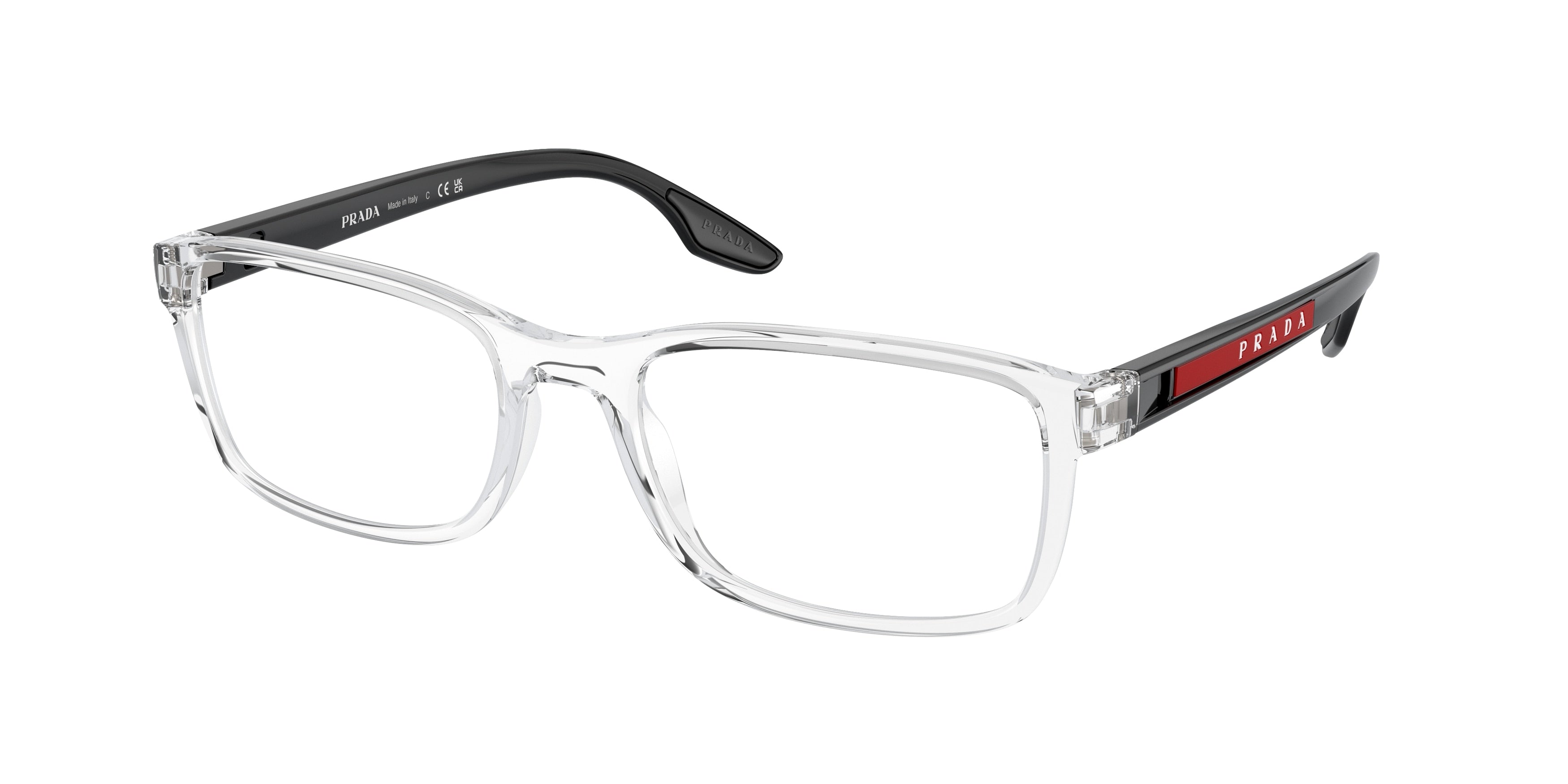 Prada Linea Rossa PS09OV Pillow Eyeglasses  2AZ1O1-Crystal 55-145-19 - Color Map White