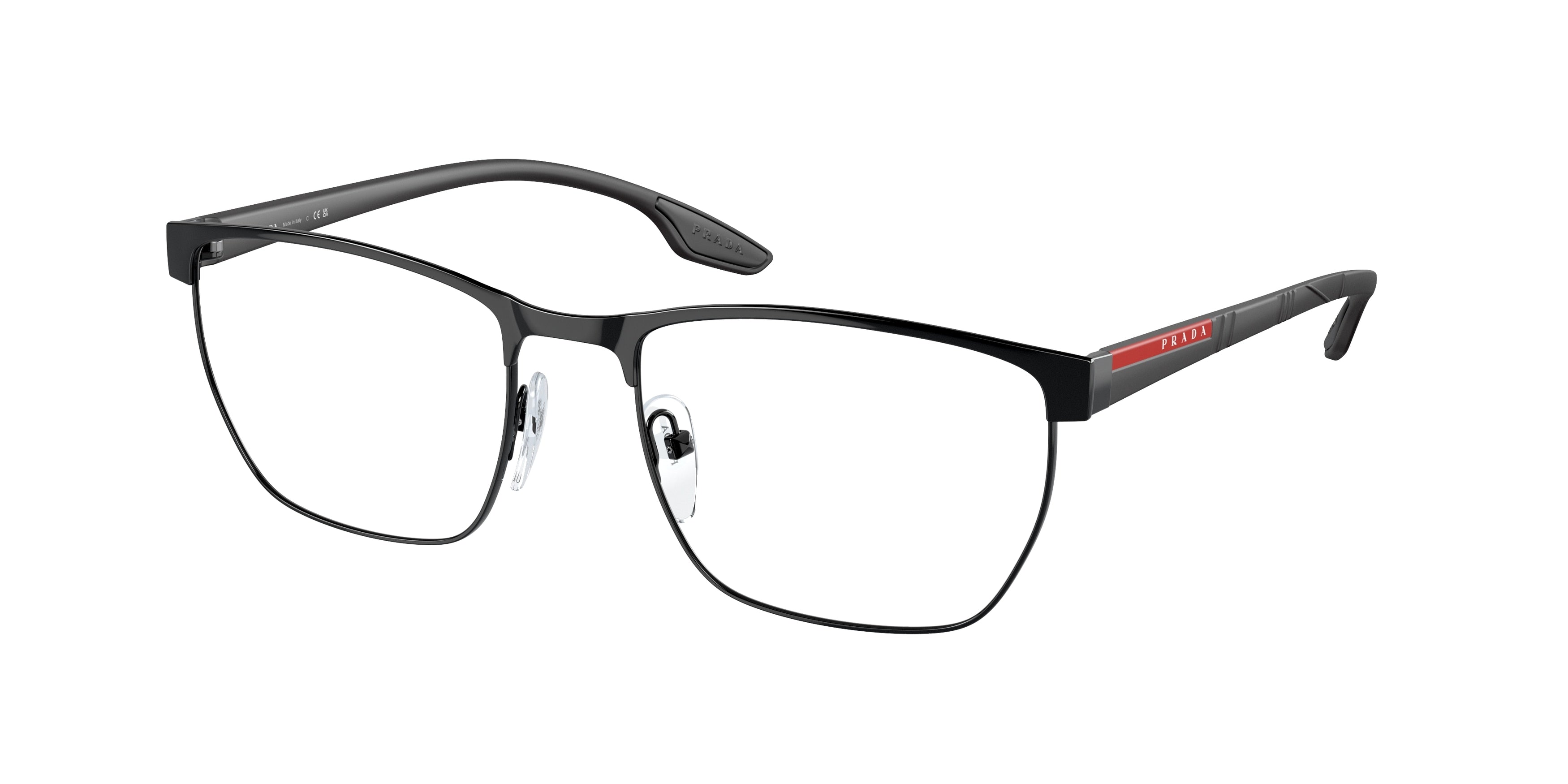 Prada Linea Rossa LIFESTYLE PS50LV Irregular Eyeglasses  1AB1O1-Black 55-145-19 - Color Map Black