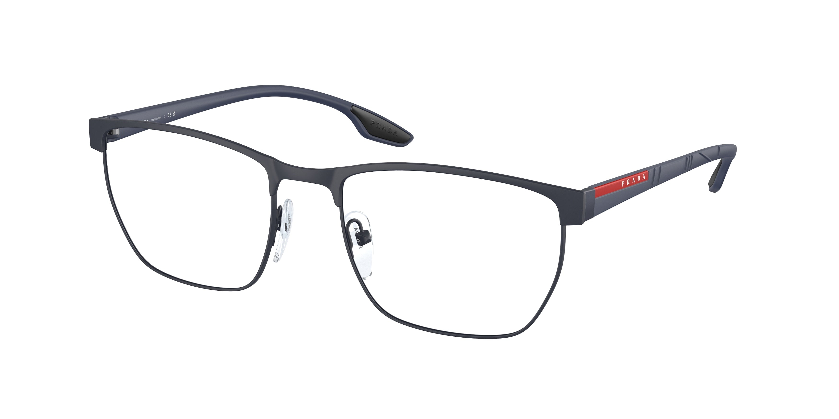 Prada Linea Rossa LIFESTYLE PS50LV Irregular Eyeglasses  TFY1O1-Rubber Blue 55-145-19 - Color Map Blue