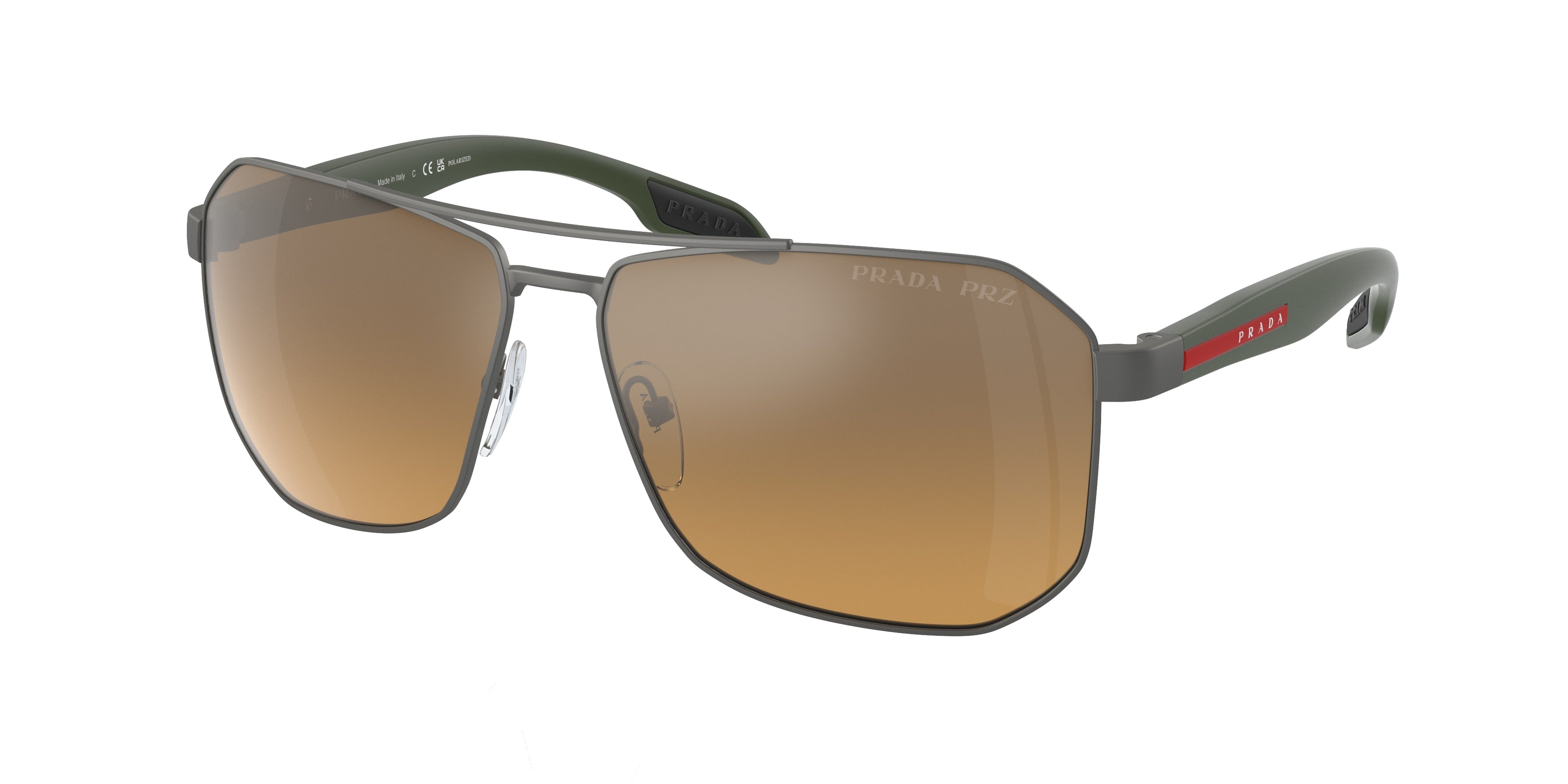 Prada Linea Rossa PS51VS Pillow Sunglasses  DG1741-Gunmetal Rubber 62-140-14 - Color Map Grey