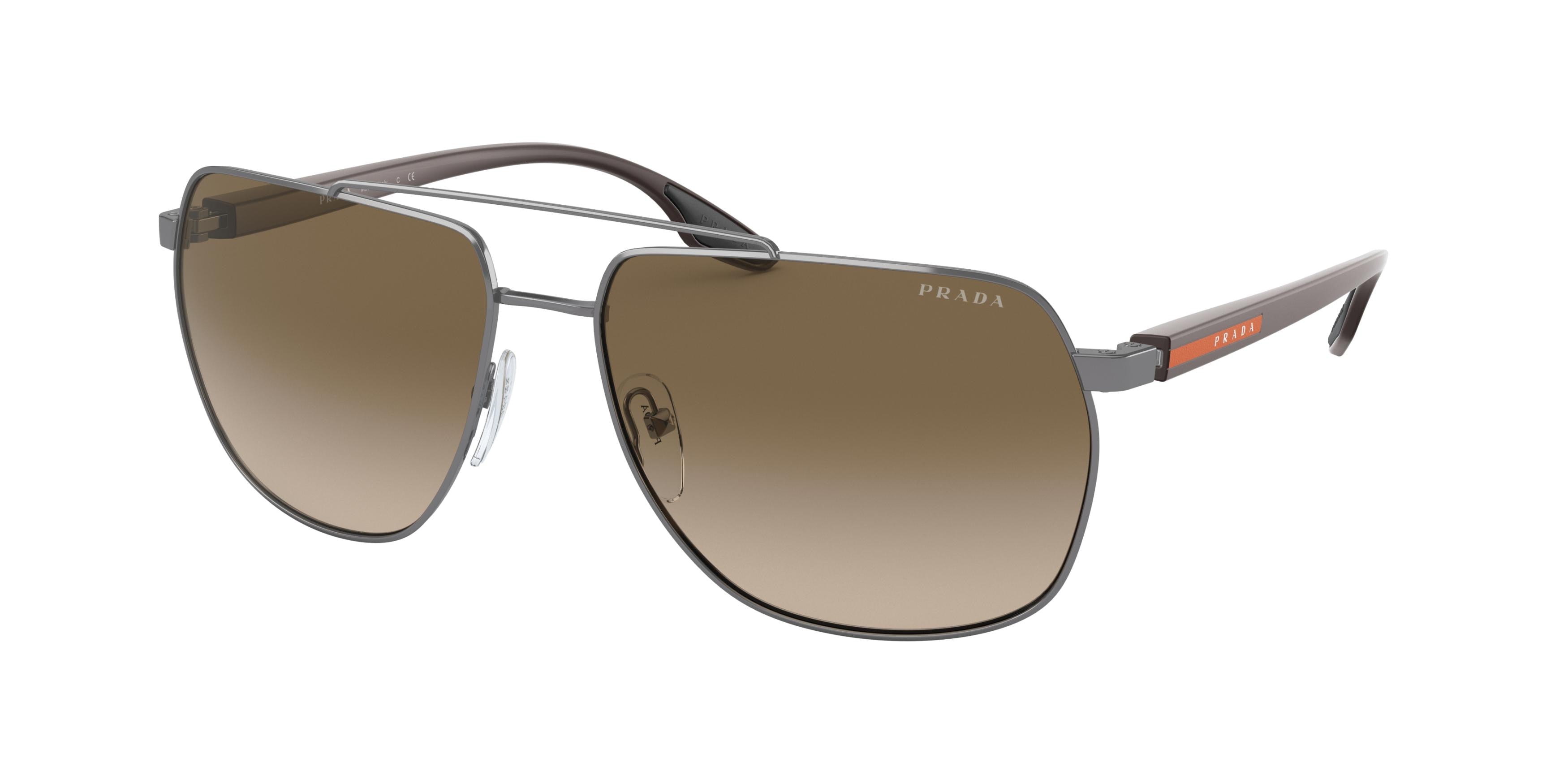 Prada Linea Rossa PS55VS Irregular Sunglasses  5AV1X1-Gunmetal 62-145-16 - Color Map Grey