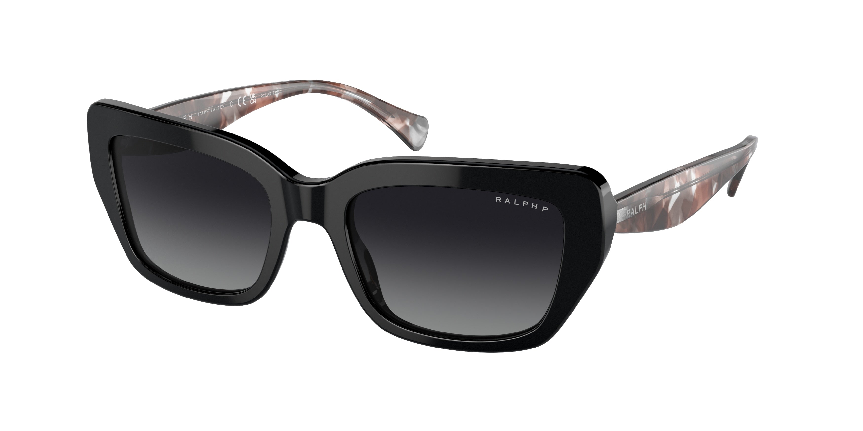 Ralph RA5292 Rectangle Sunglasses  5001T3-Shiny Black 53-145-19 - Color Map Black