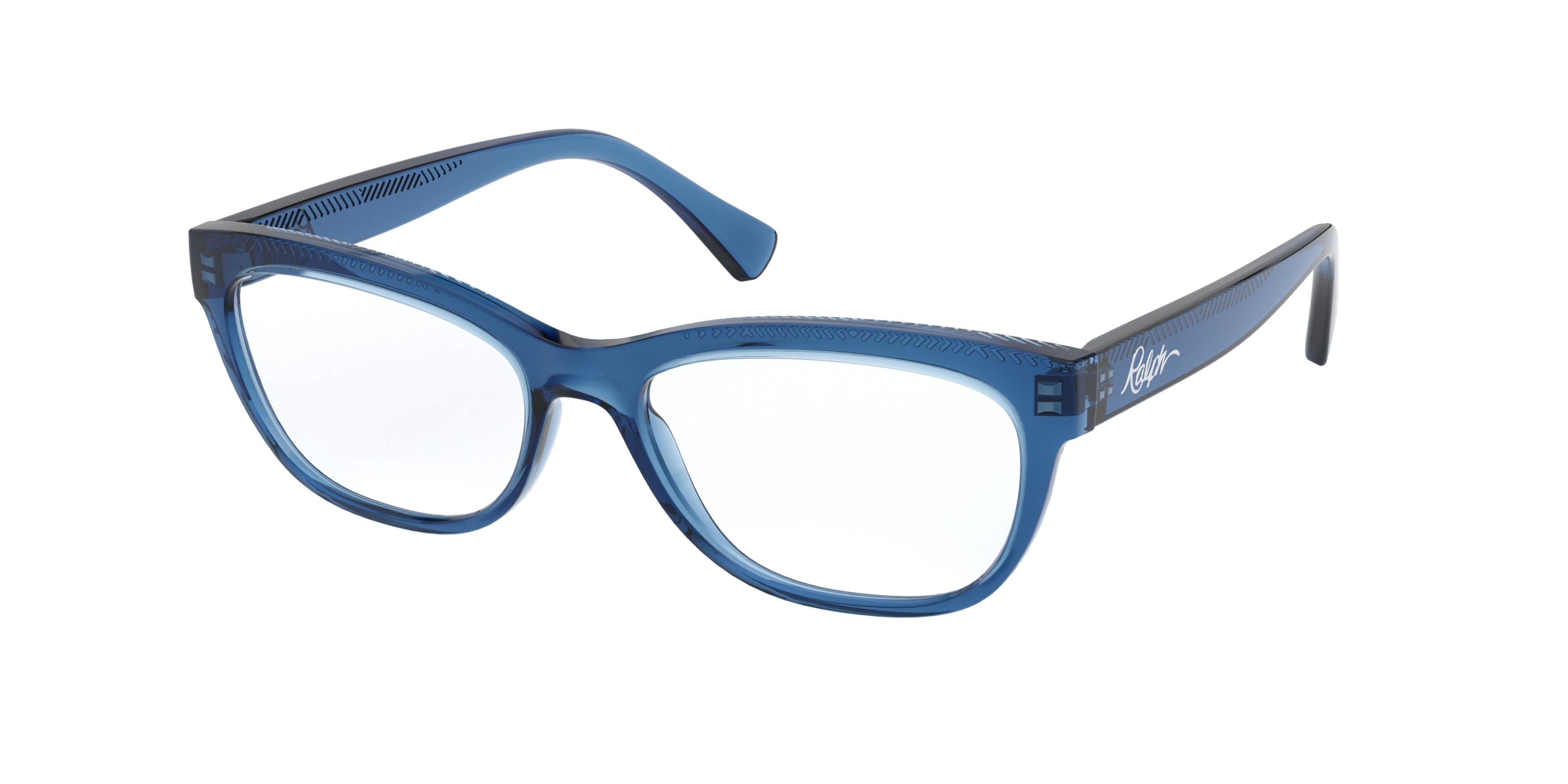 Ralph RA7113 Pillow Eyeglasses  5804-Shiny Transparent Blue 52-140-16 - Color Map Blue