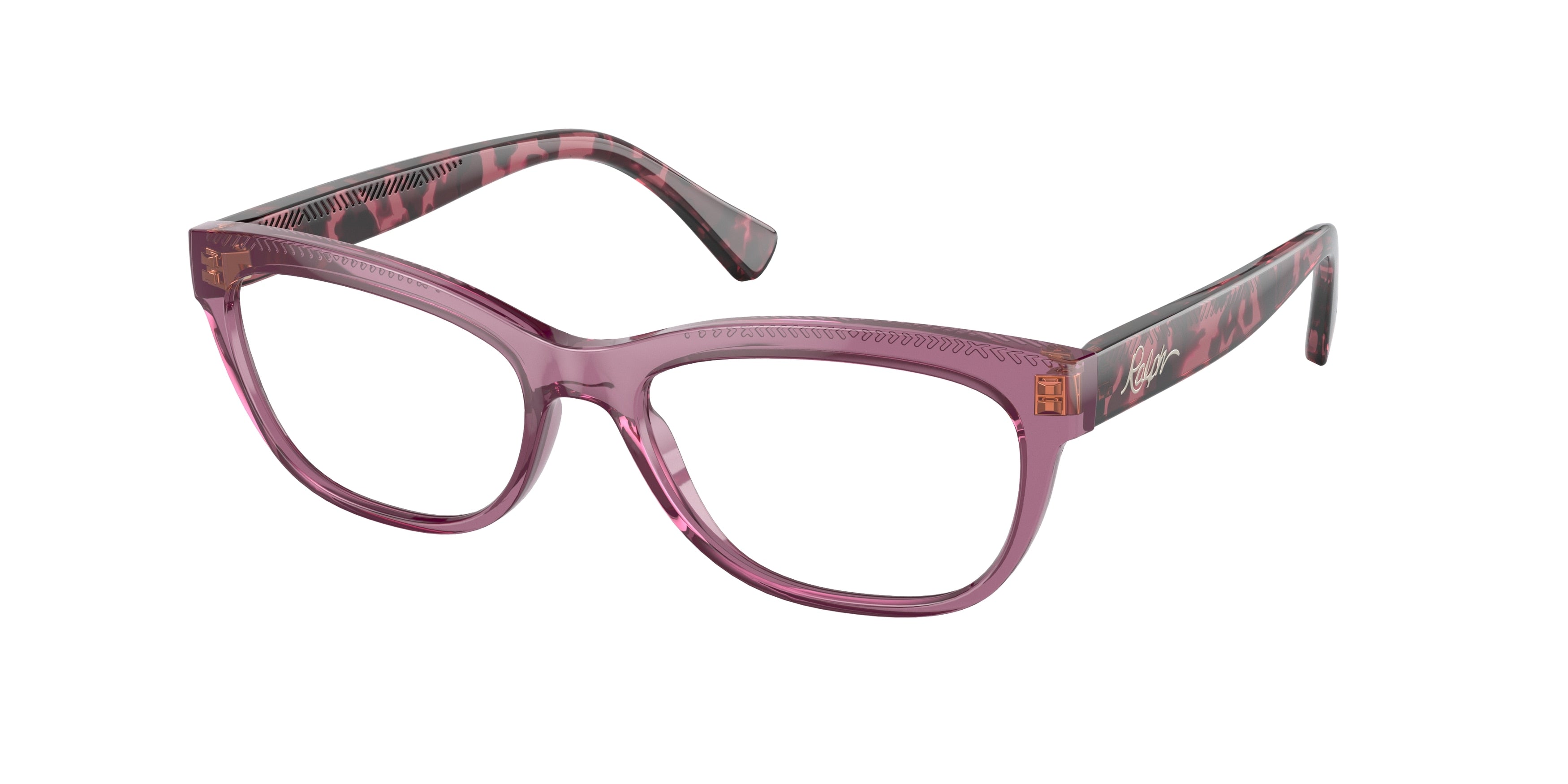 Ralph RA7113 Pillow Eyeglasses  6044-Shiny Transparent Violet 54-140-16 - Color Map Violet