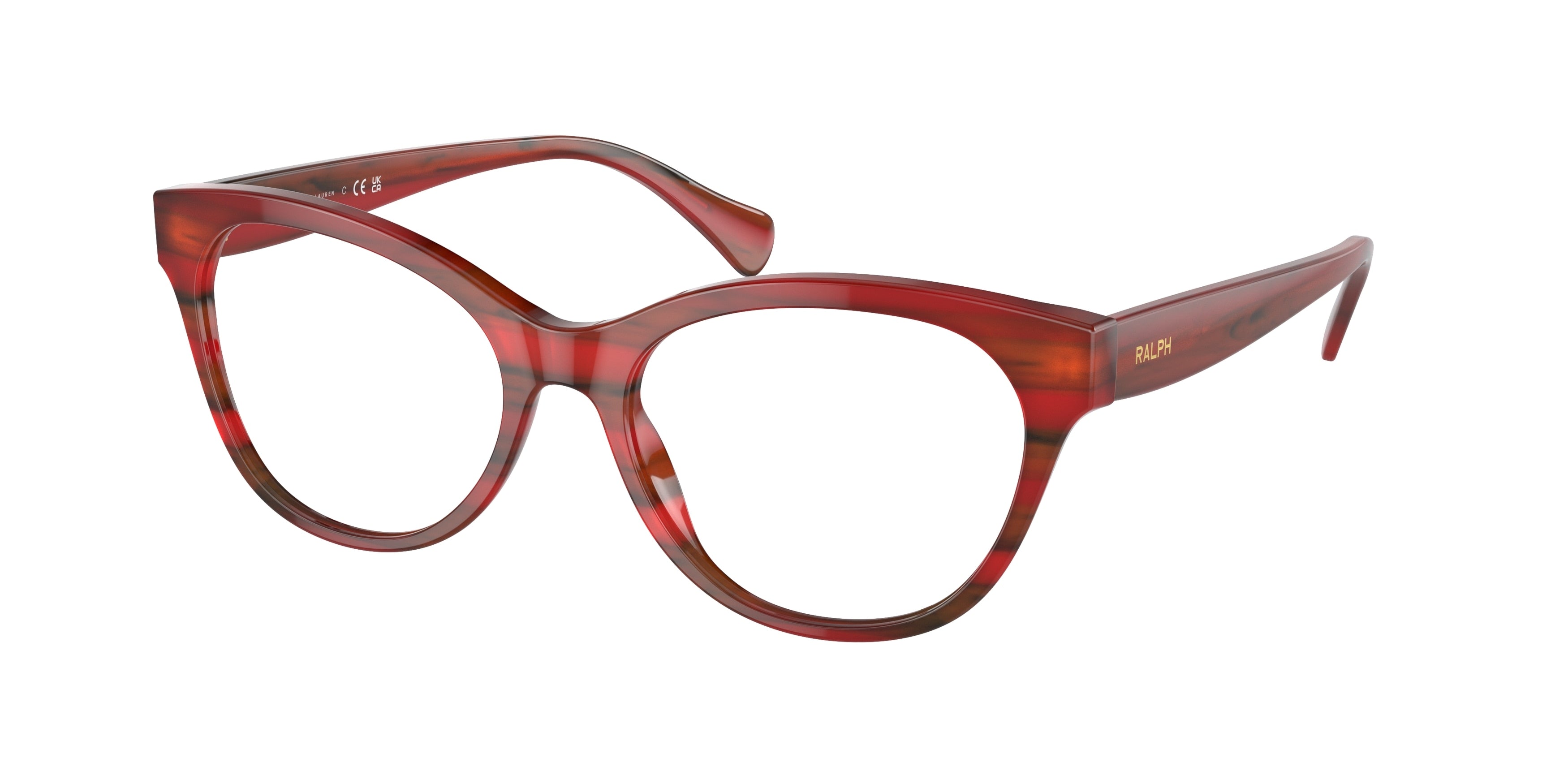 Ralph RA7141 Cat Eye Eyeglasses  5989-Striped Red Havana 54-145-17 - Color Map Red