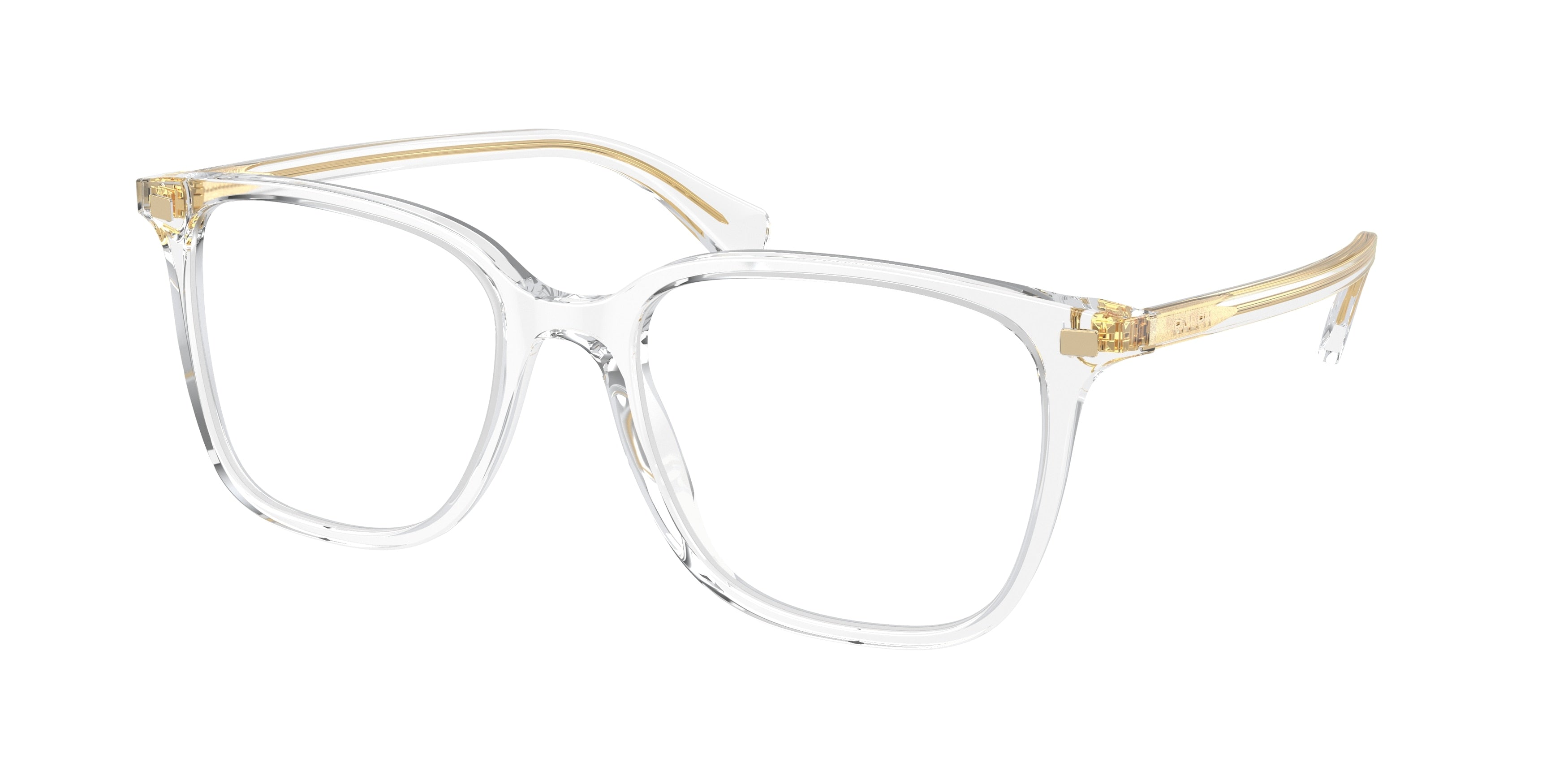 Ralph RA7147 Square Eyeglasses  5002-Shiny Transparent Crystal 55-145-19 - Color Map Transparent