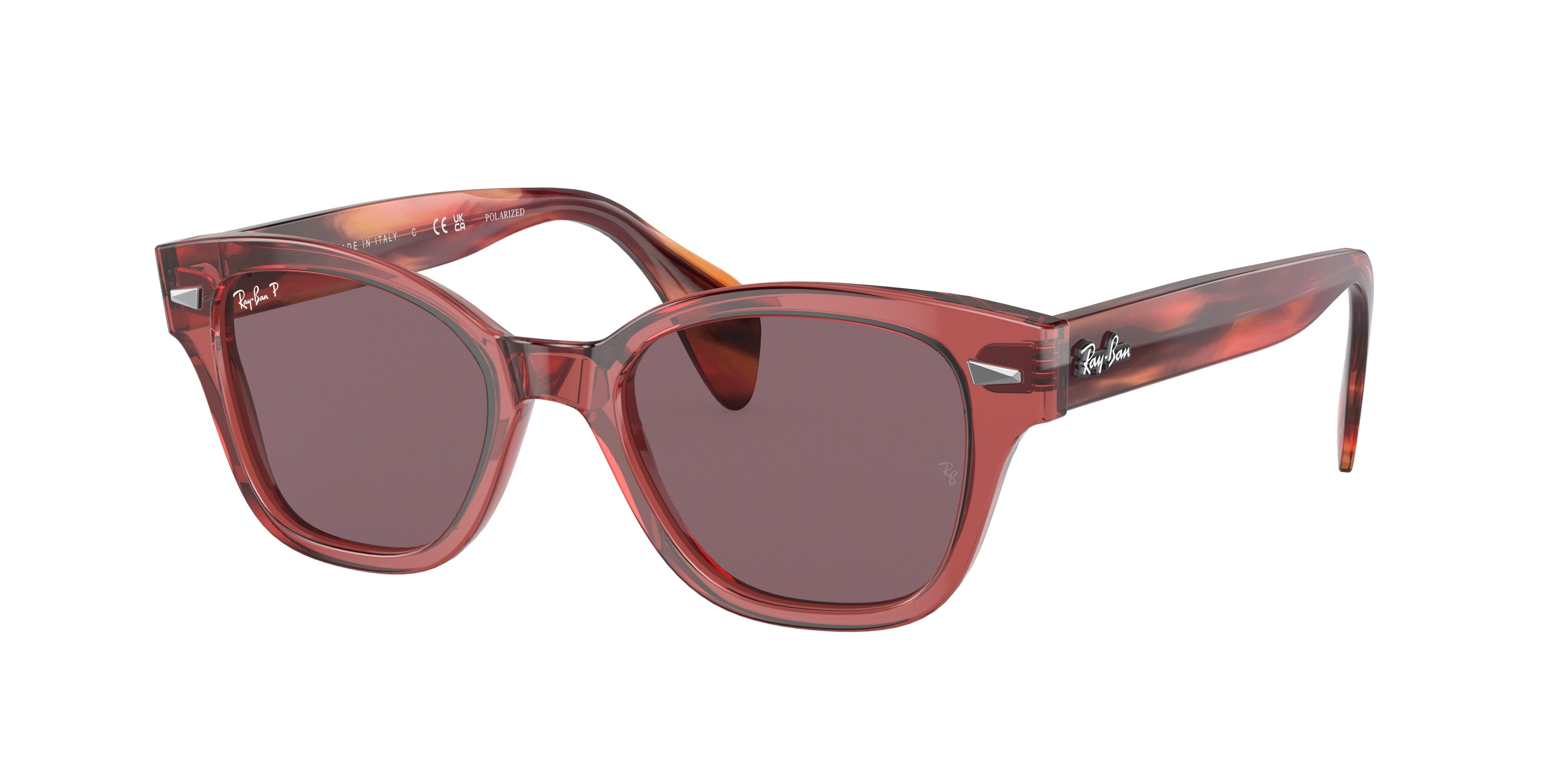 Ray-Ban RB0880S Square Sunglasses  6639AF-Transparent Pink 52-145-19 - Color Map Pink