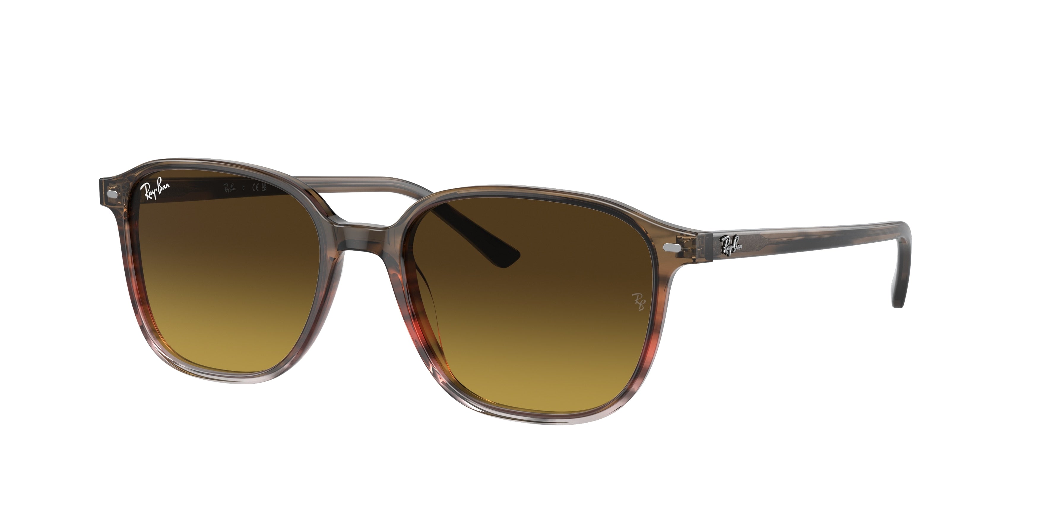 Ray-Ban LEONARD RB2193 Square Sunglasses  138085-Striped Brown & Red 55-145-18 - Color Map Brown