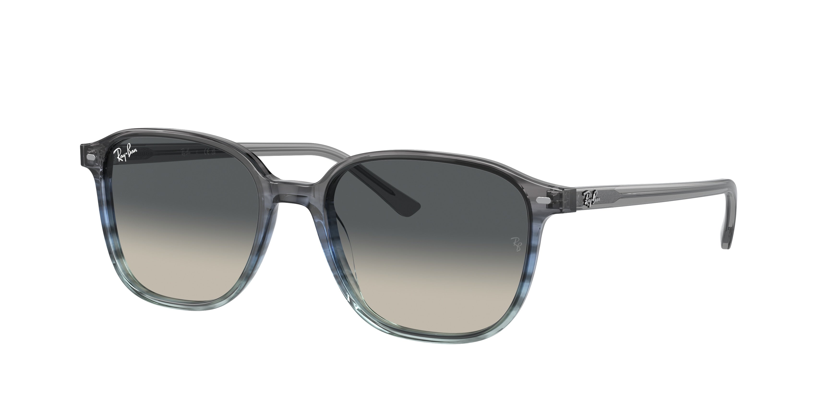 Ray-Ban LEONARD RB2193 Square Sunglasses  138171-Striped Grey & Blue 55-145-18 - Color Map Blue