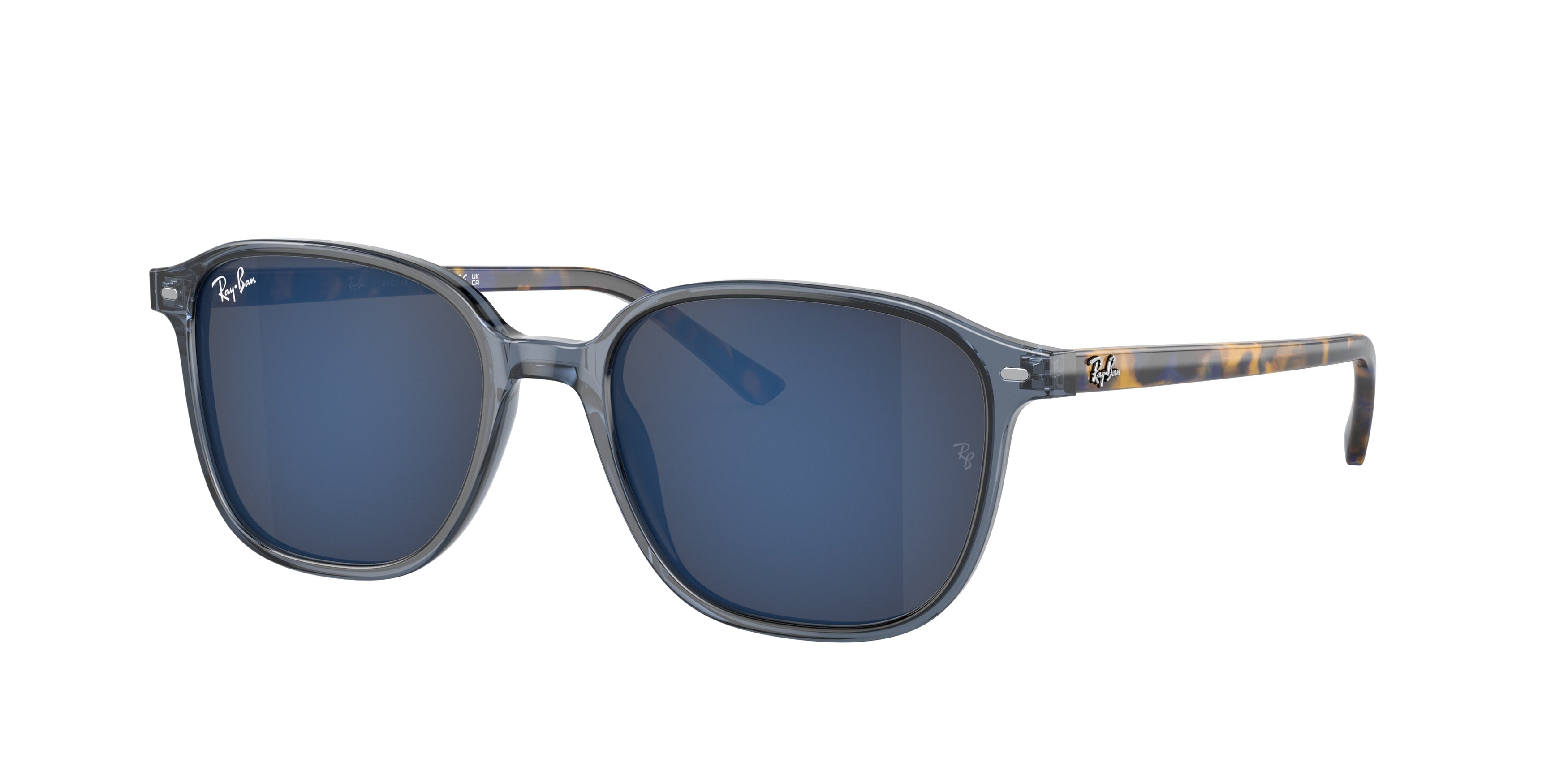 Ray-Ban LEONARD RB2193 Square Sunglasses  6638O4-Transparent Dark Blue 53-145-18 - Color Map Blue