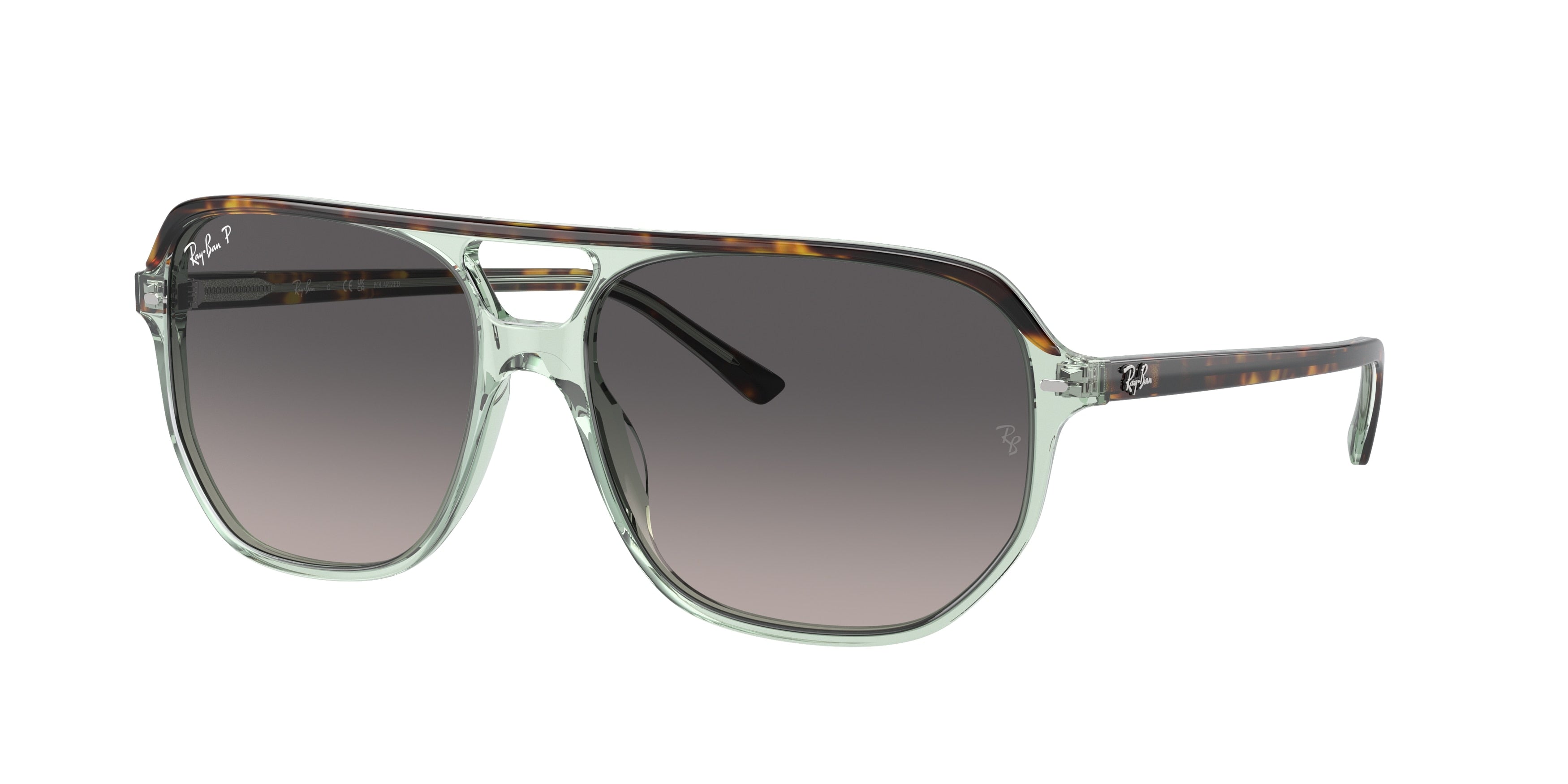 Ray-Ban BILL ONE RB2205 Irregular Sunglasses  1376M3-Havana On Transparent Green 60-145-16 - Color Map Brown