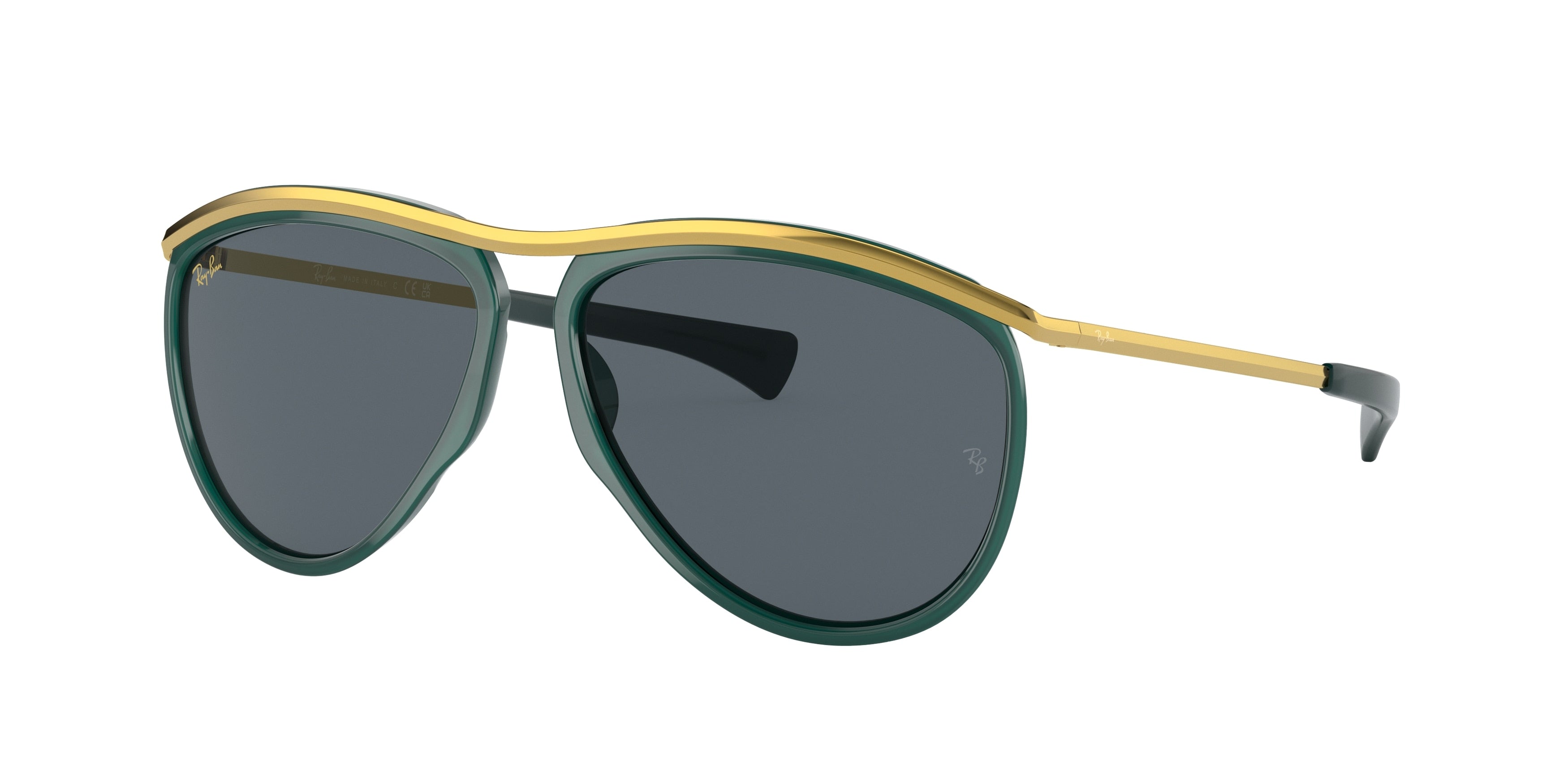 Ray-Ban OLYMPIAN AVIATOR RB2219 Pilot Sunglasses  1371R5-Transparent Green 59-140-13 - Color Map Green