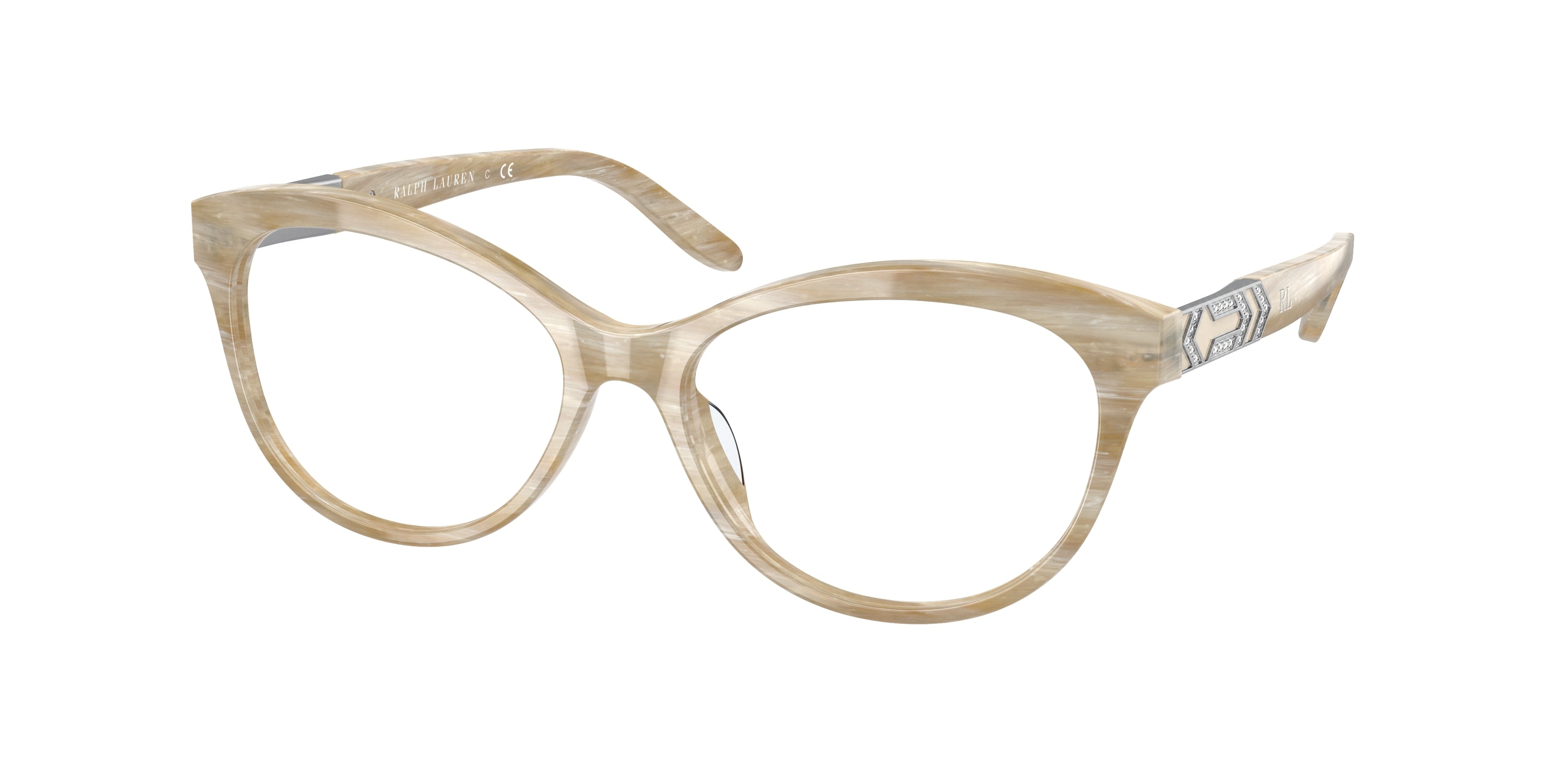 Ralph Lauren RL6216U Cat Eye Eyeglasses  5994-Shiny Cream Horn 53-140-16 - Color Map Yellow