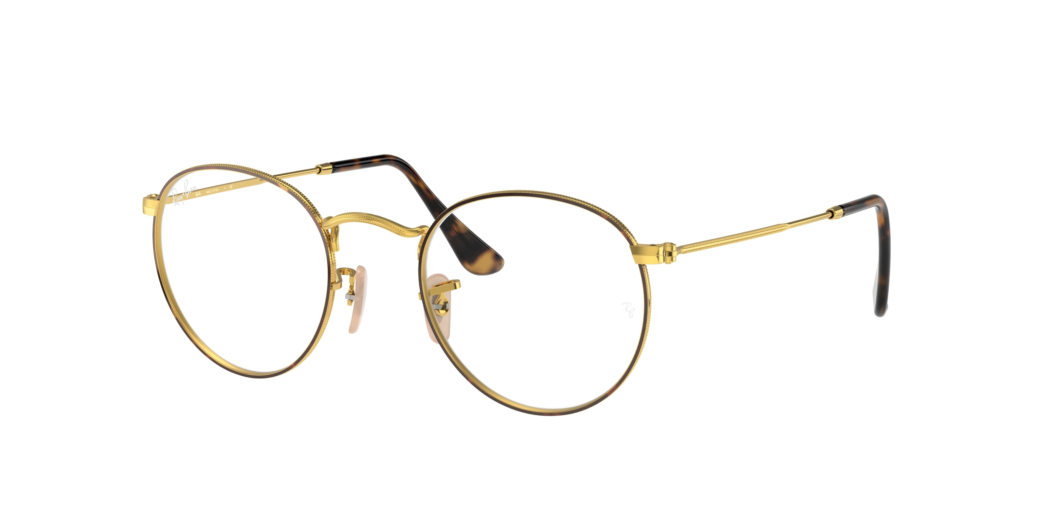 Ray Ban RX3447V Round Metal Eyeglasses 2945 Havana On Gold