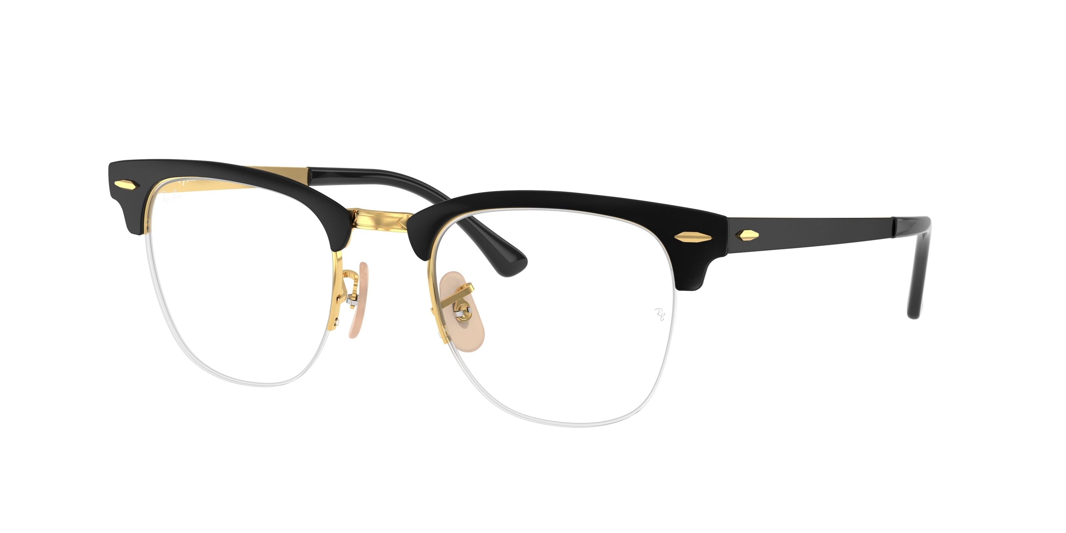 Ray-Ban Optical CLUBMASTER METAL RX3716VM Square Eyeglasses  2890-Black On Gold 50-145-22 - Color Map Black