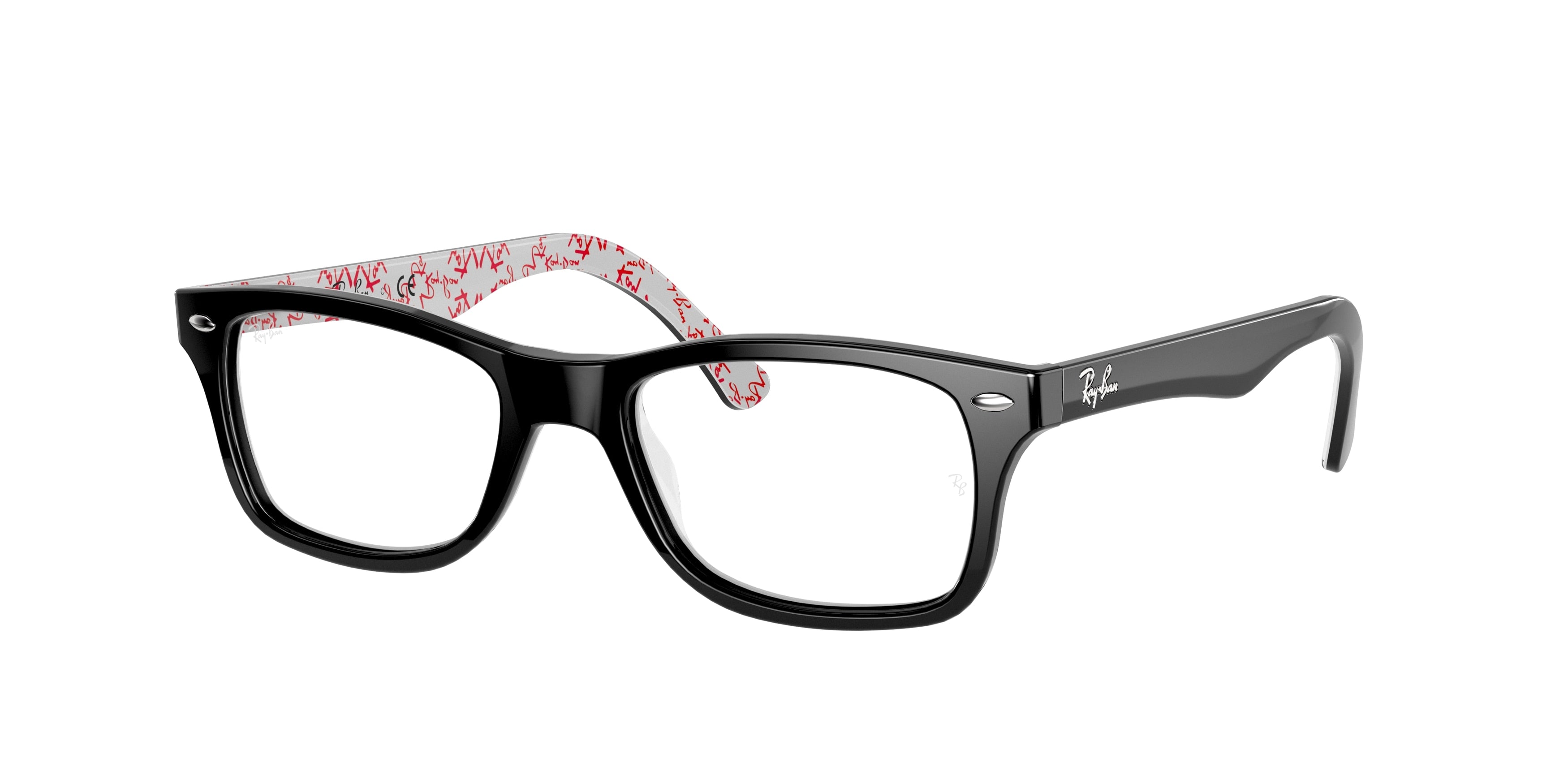 Ray-Ban Optical RX5228 Square Eyeglasses  5014-Black On White 55-140-17 - Color Map Black