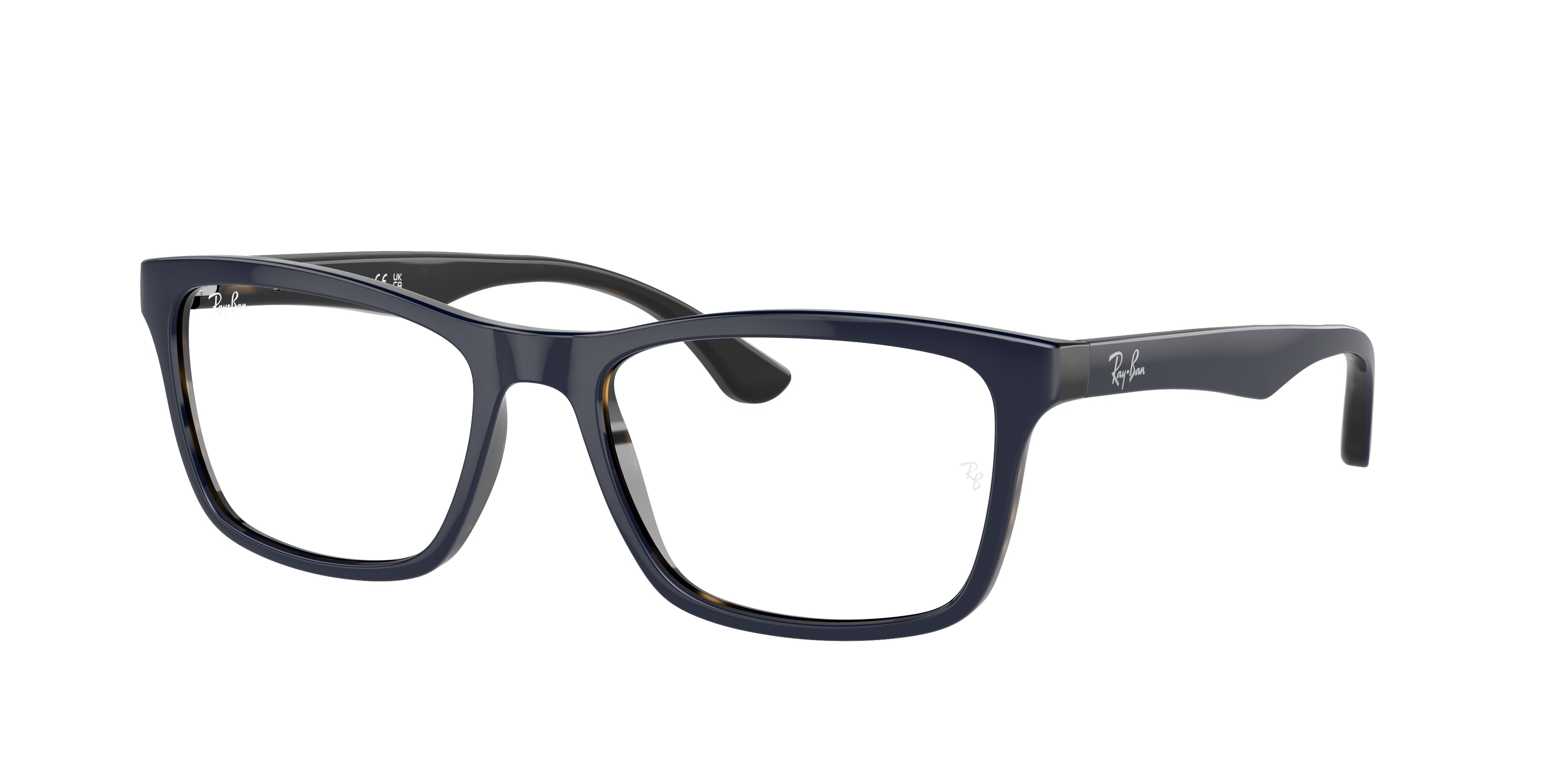 Ray-Ban Optical RX5279F Square Eyeglasses  8283-Blue On Havana 55-145-18 - Color Map Blue