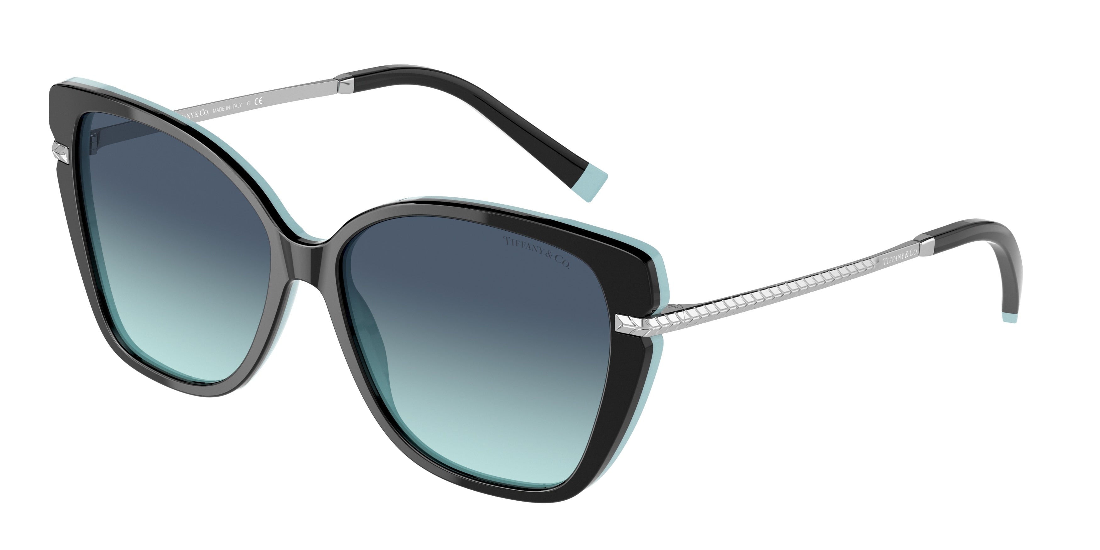 Tiffany TF4190 Cat Eye Sunglasses  80559S-Black On Tiffany Blue 57-140-15 - Color Map Black