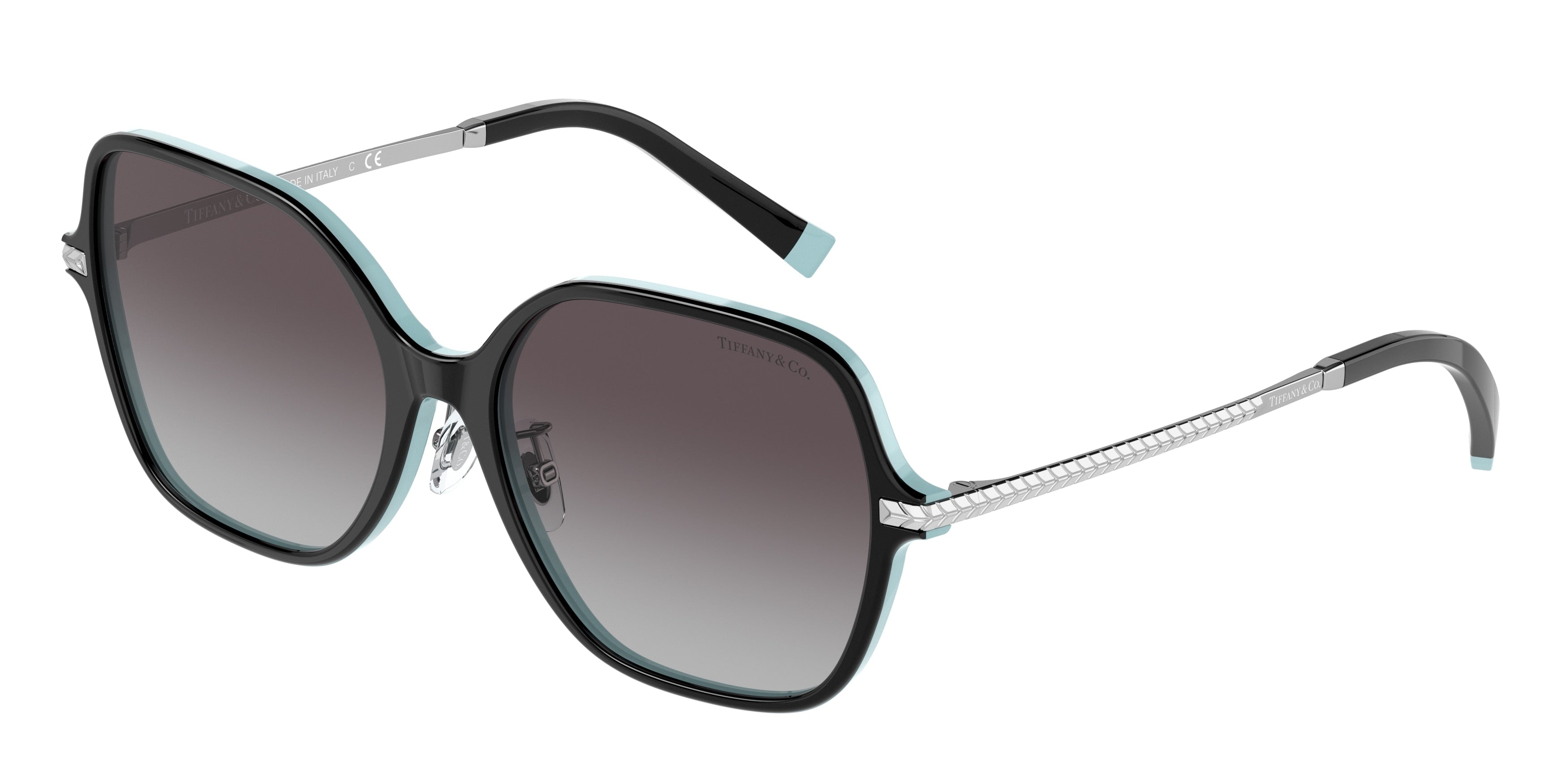 Tiffany TF4191F Pillow Sunglasses  80553C-Black On Tiffany Blue 57-140-17 - Color Map Black