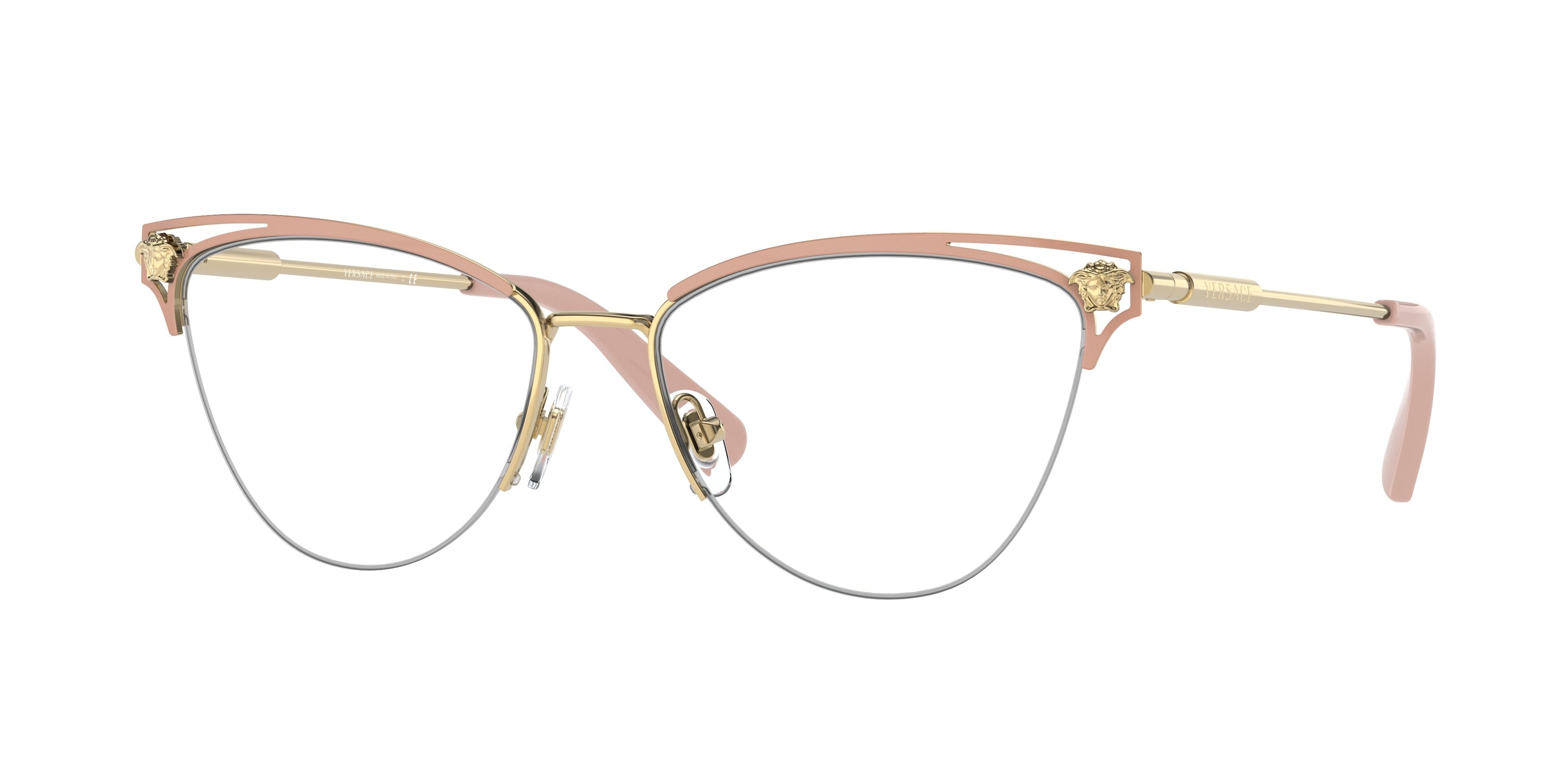 Versace VE1280 Cat Eye Eyeglasses  1481-Gold/Pink 55-145-16 - Color Map Gold