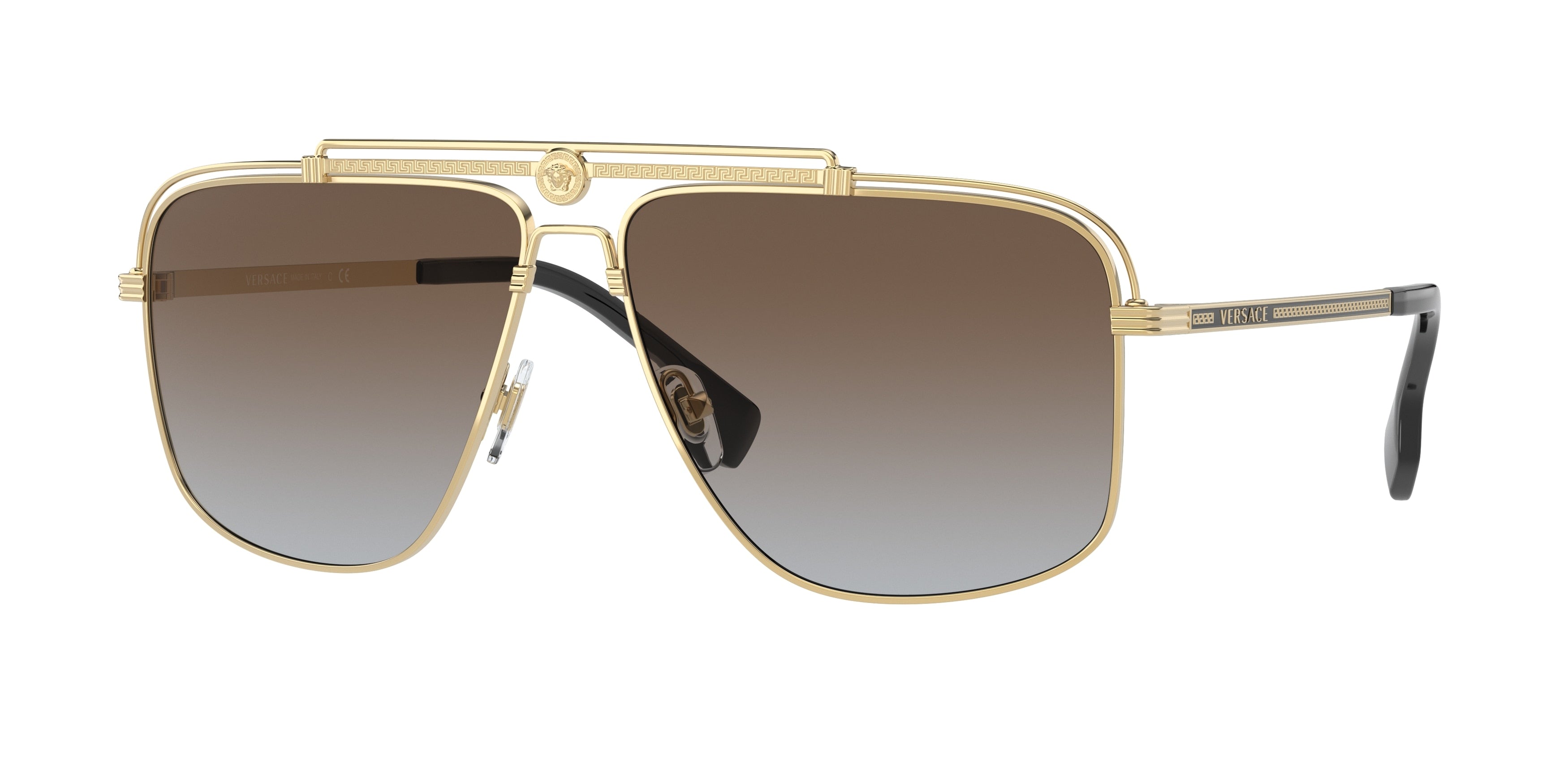 Versace VE2242 Rectangle Sunglasses  100289-Gold 61-145-13 - Color Map Gold