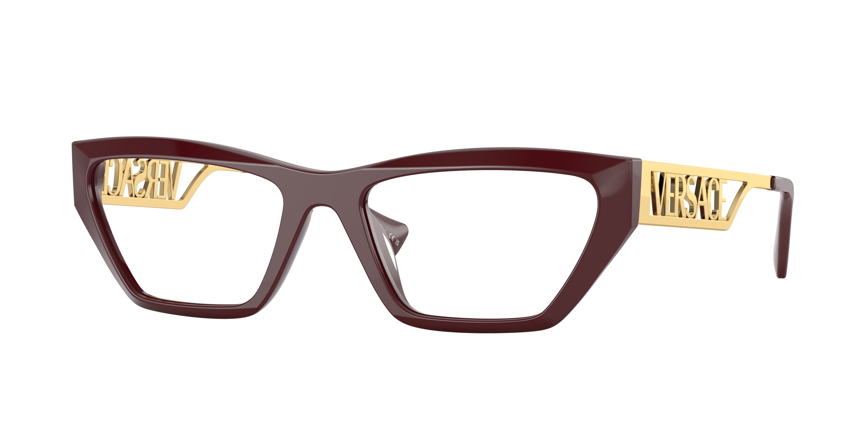 Versace VE3327U Irregular Eyeglasses  5381-Bordeaux 54-145-18 - Color Map Red