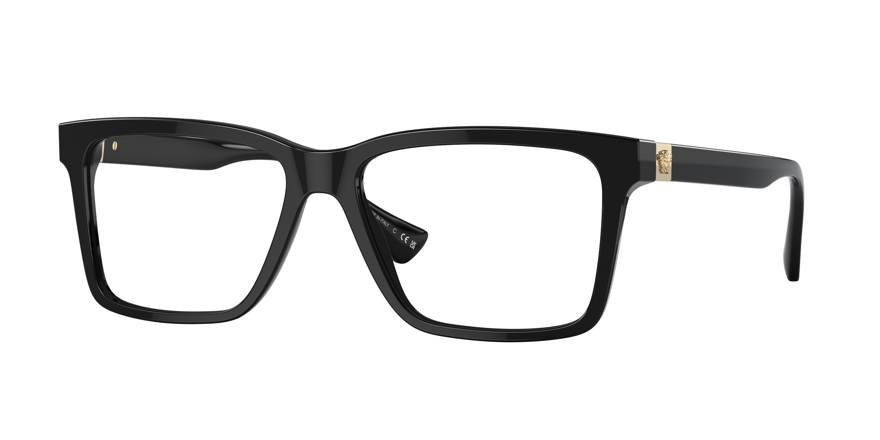 Versace VE3328 Rectangle Eyeglasses  GB1-Black 58-150-16 - Color Map Black