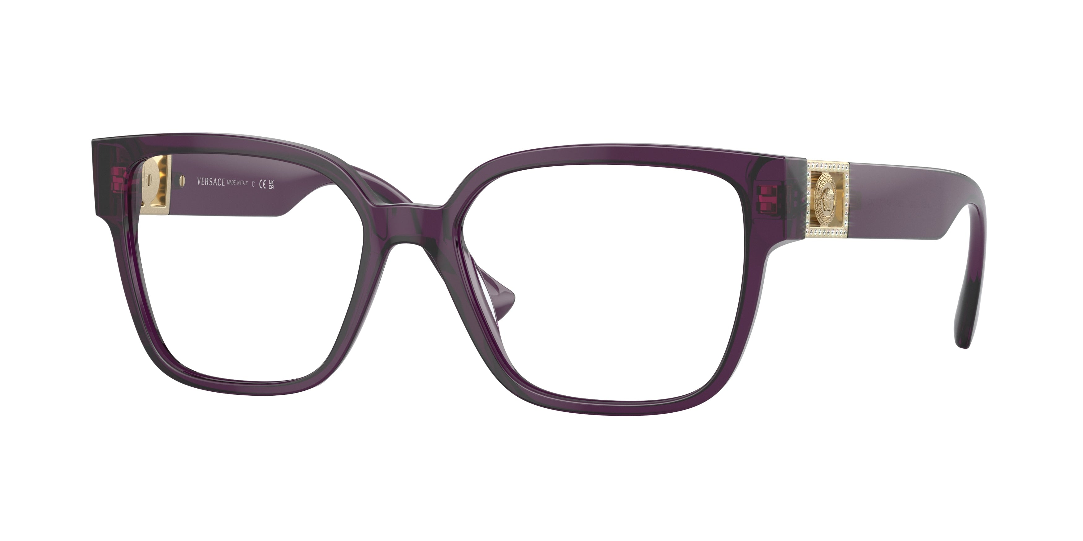 Versace VE3329B Square Eyeglasses  5384-Transparent Plum 53-145-17 - Color Map Violet