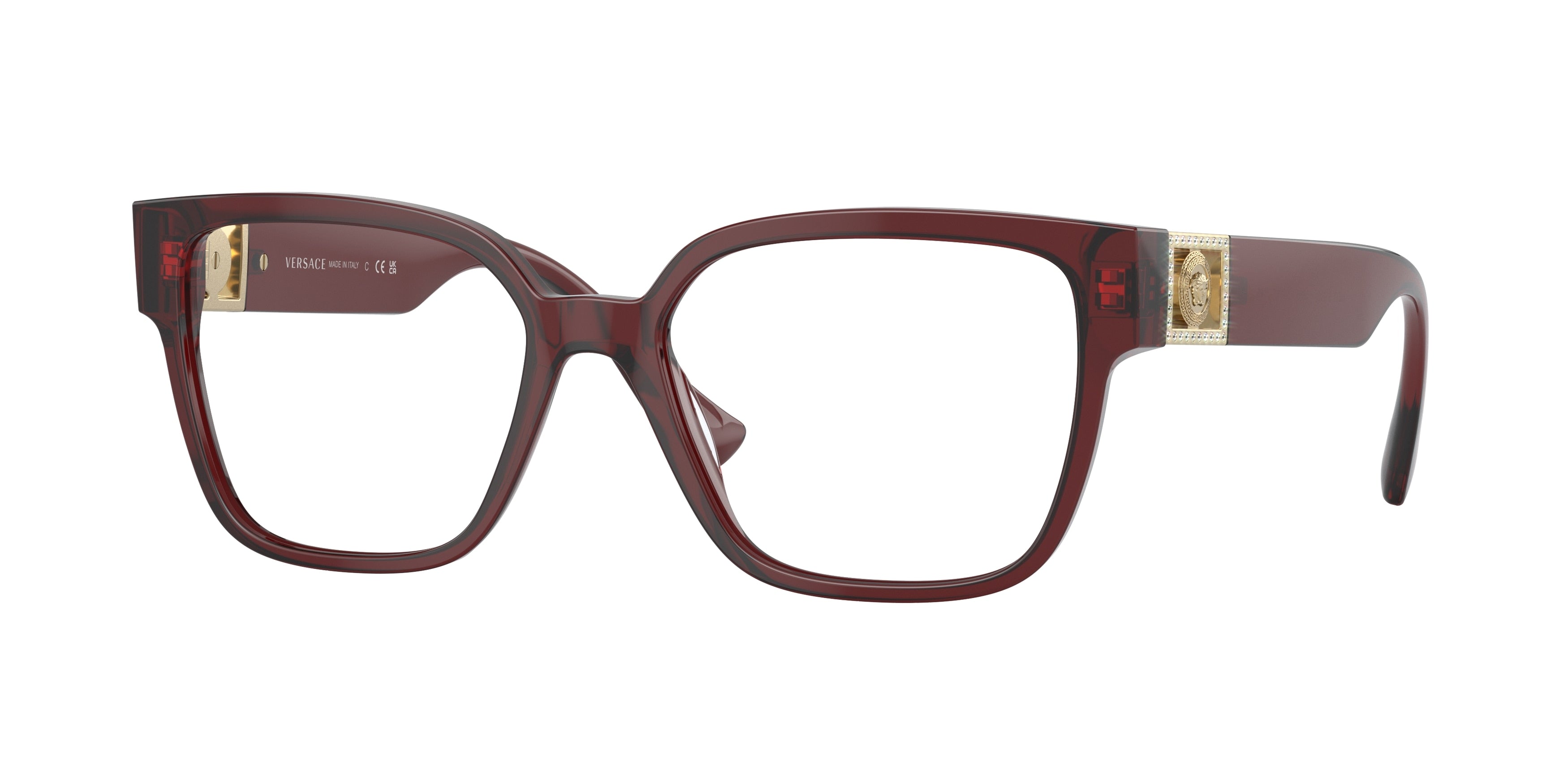 Versace VE3329B Square Eyeglasses  5385-Red 53-145-17 - Color Map Red