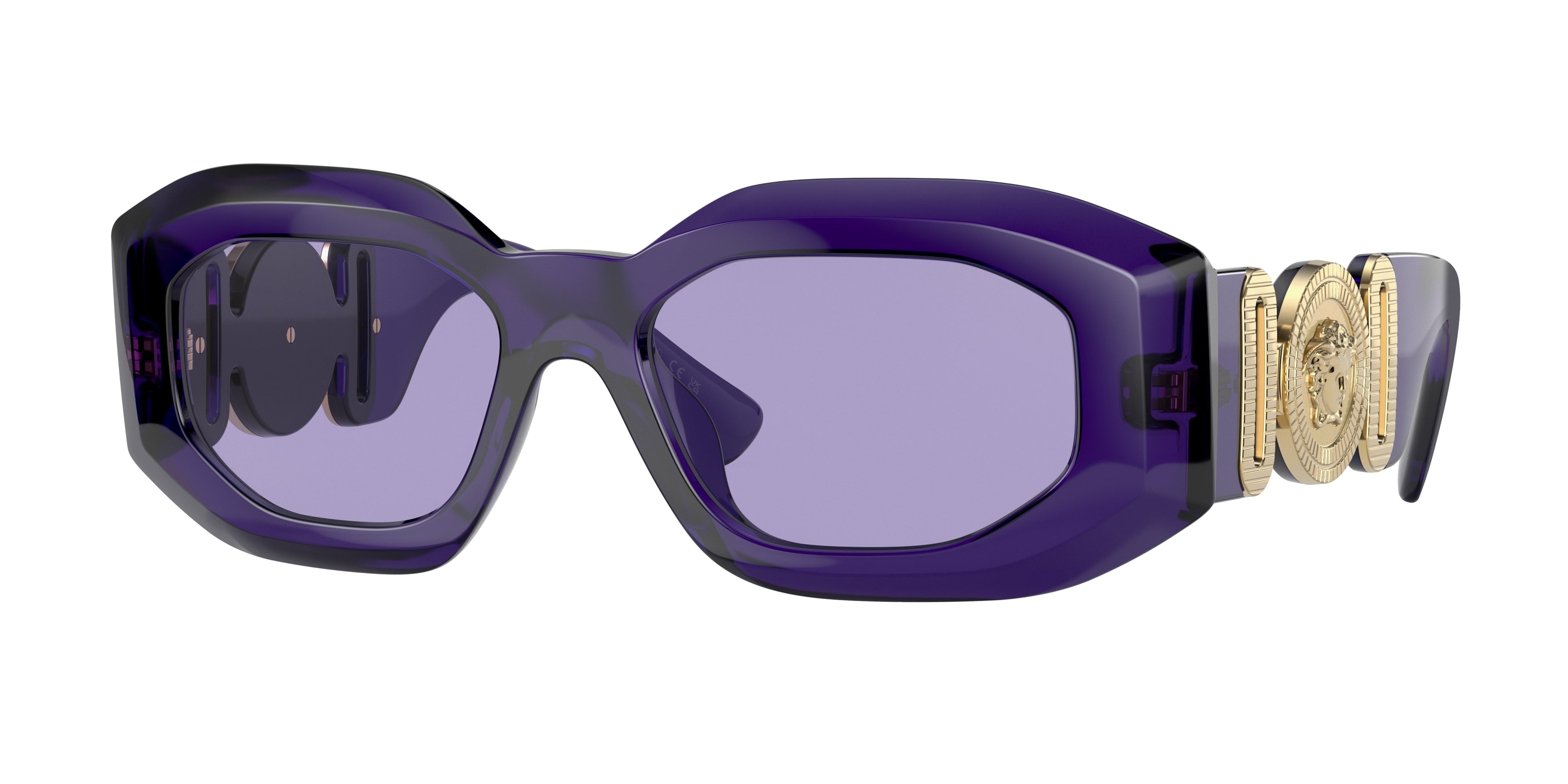 Versace VE4425U Irregular Sunglasses  54191A-Purple Transparent 54-145-18 - Color Map Violet