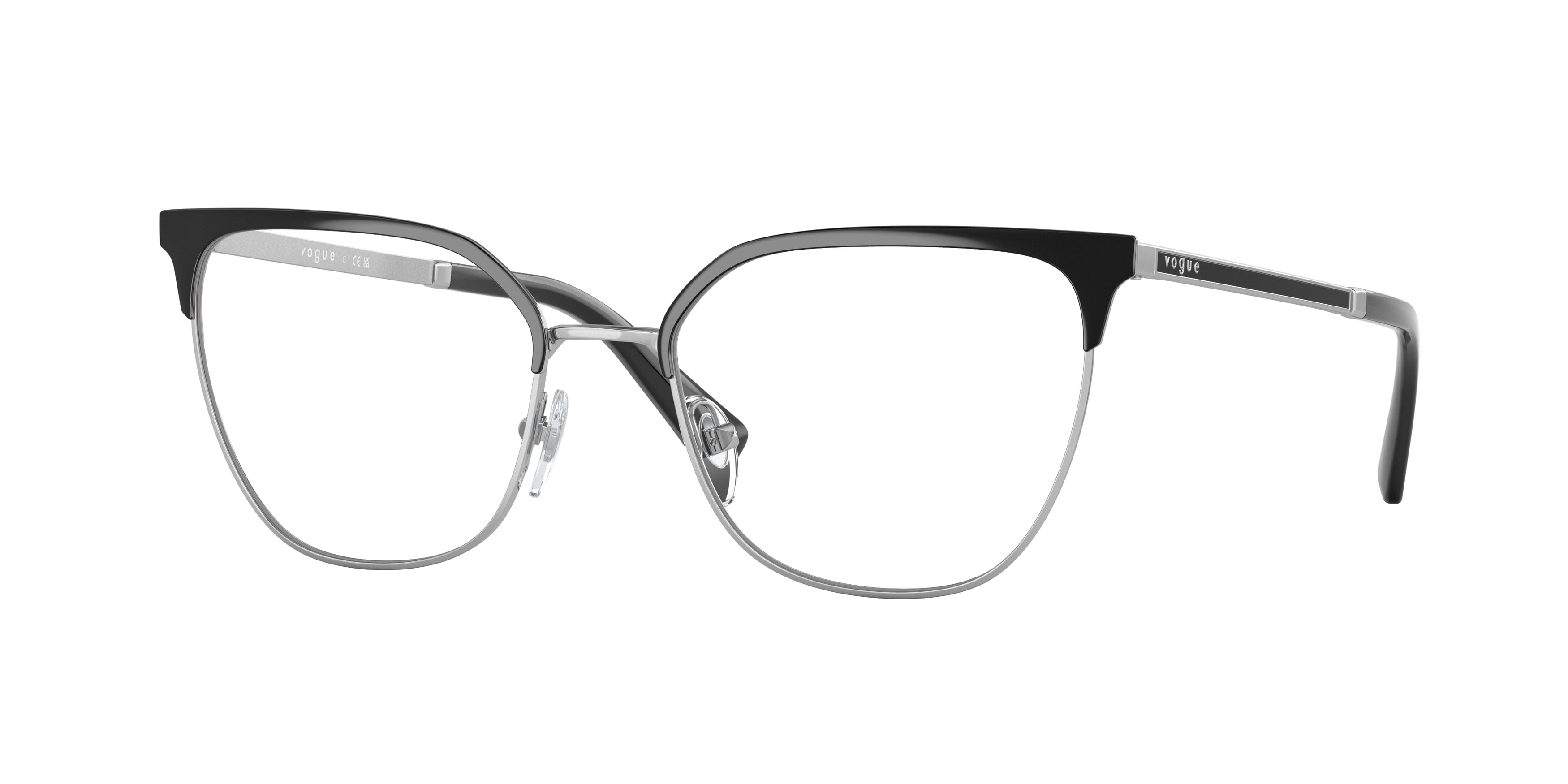 Vogue VO4249 Pillow Eyeglasses  352-Top Black/Silver 53-140-18 - Color Map Black