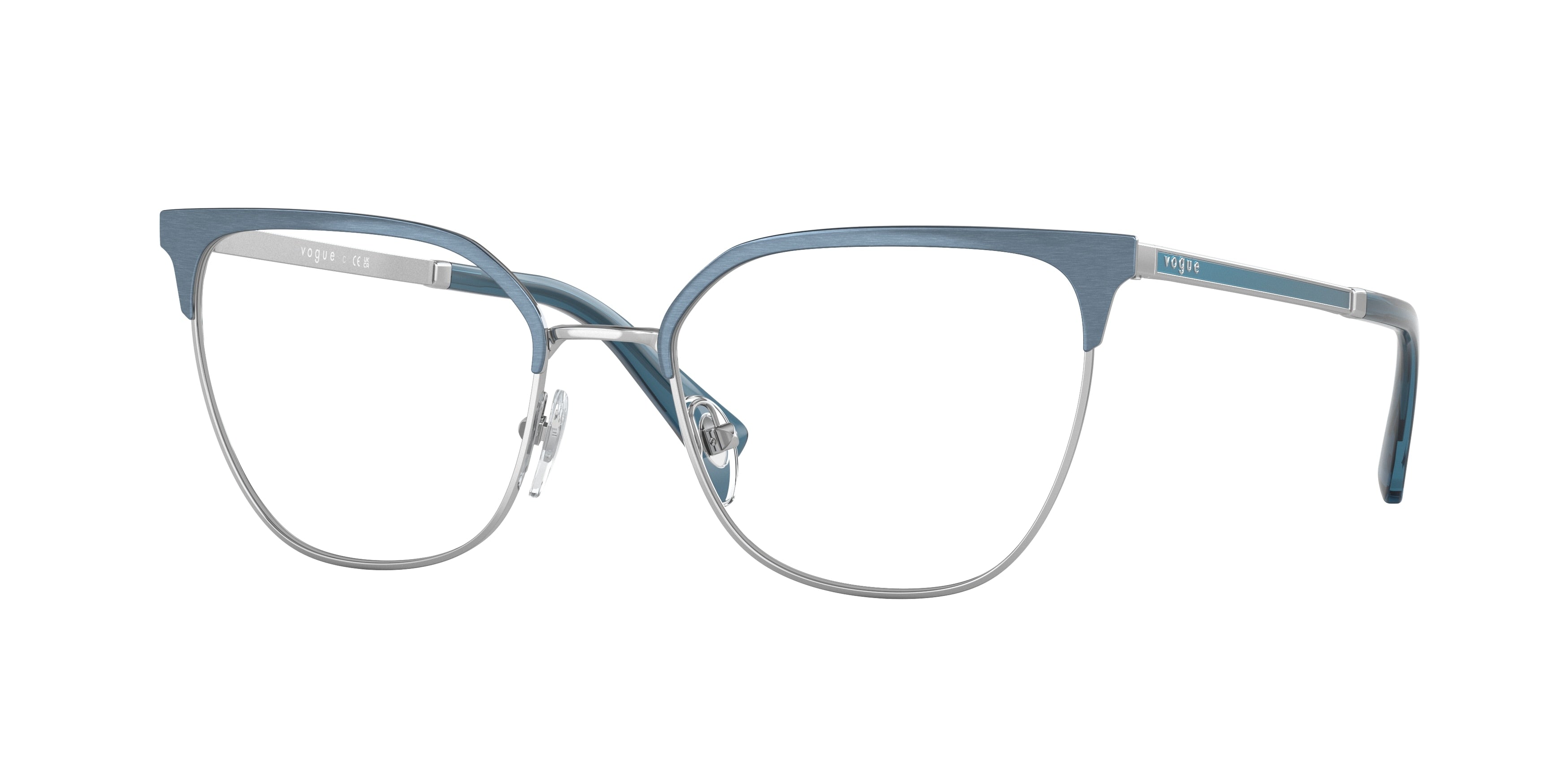 Vogue VO4249 Pillow Eyeglasses  5177-Top Brushed Azure/Silver 53-140-18 - Color Map Blue