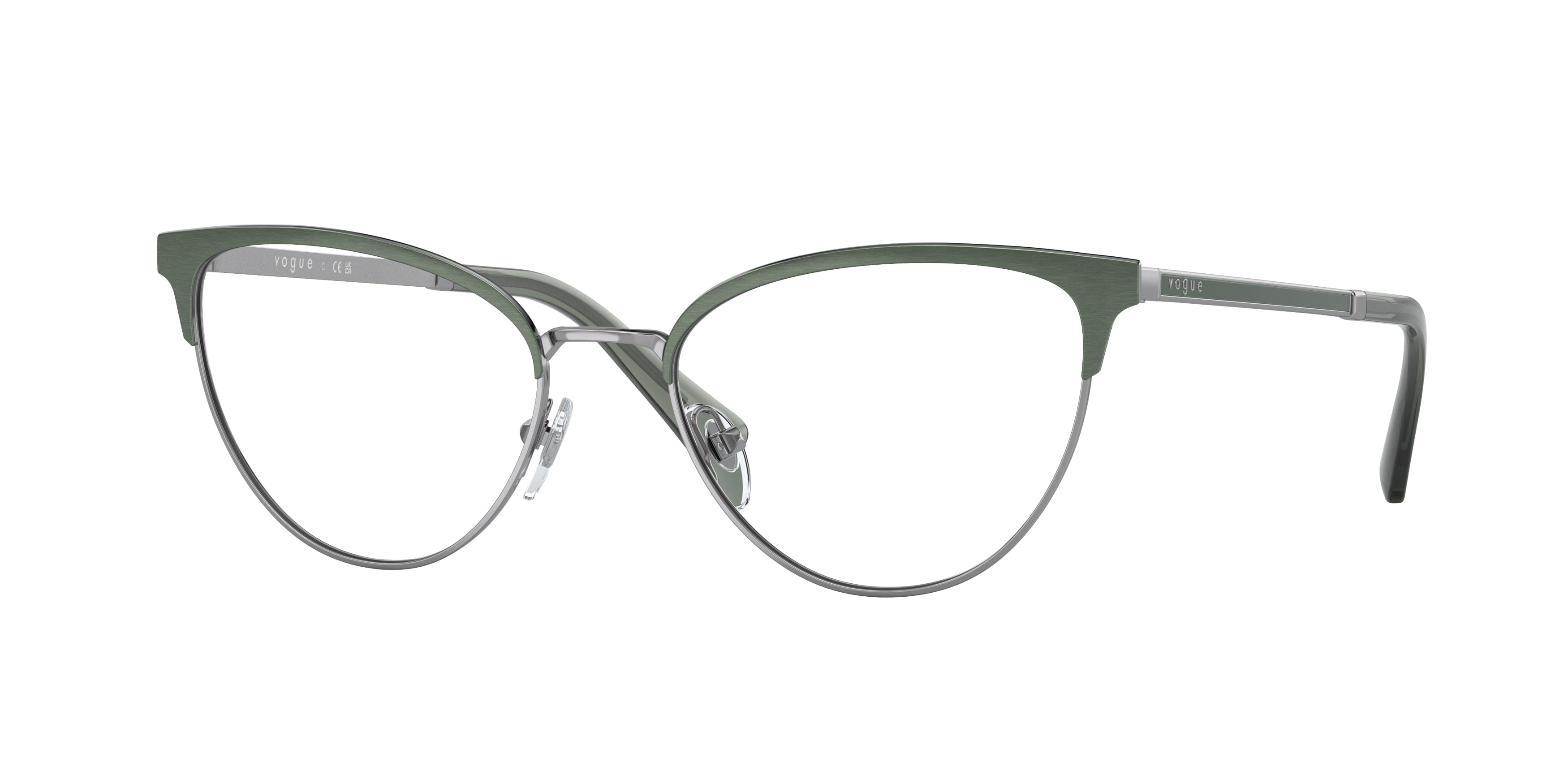 Vogue VO4250 Oval Eyeglasses  5178-Top Brushed Green/Gunmetal 53-140-18 - Color Map Green